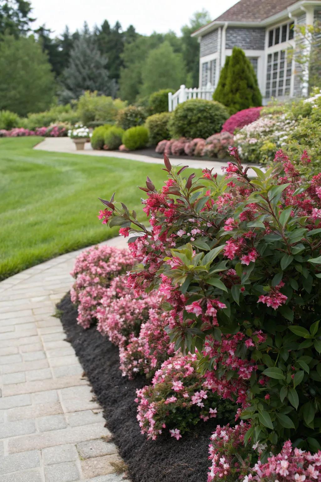 Dwarf Weigela offers vibrant, long-lasting blooms.