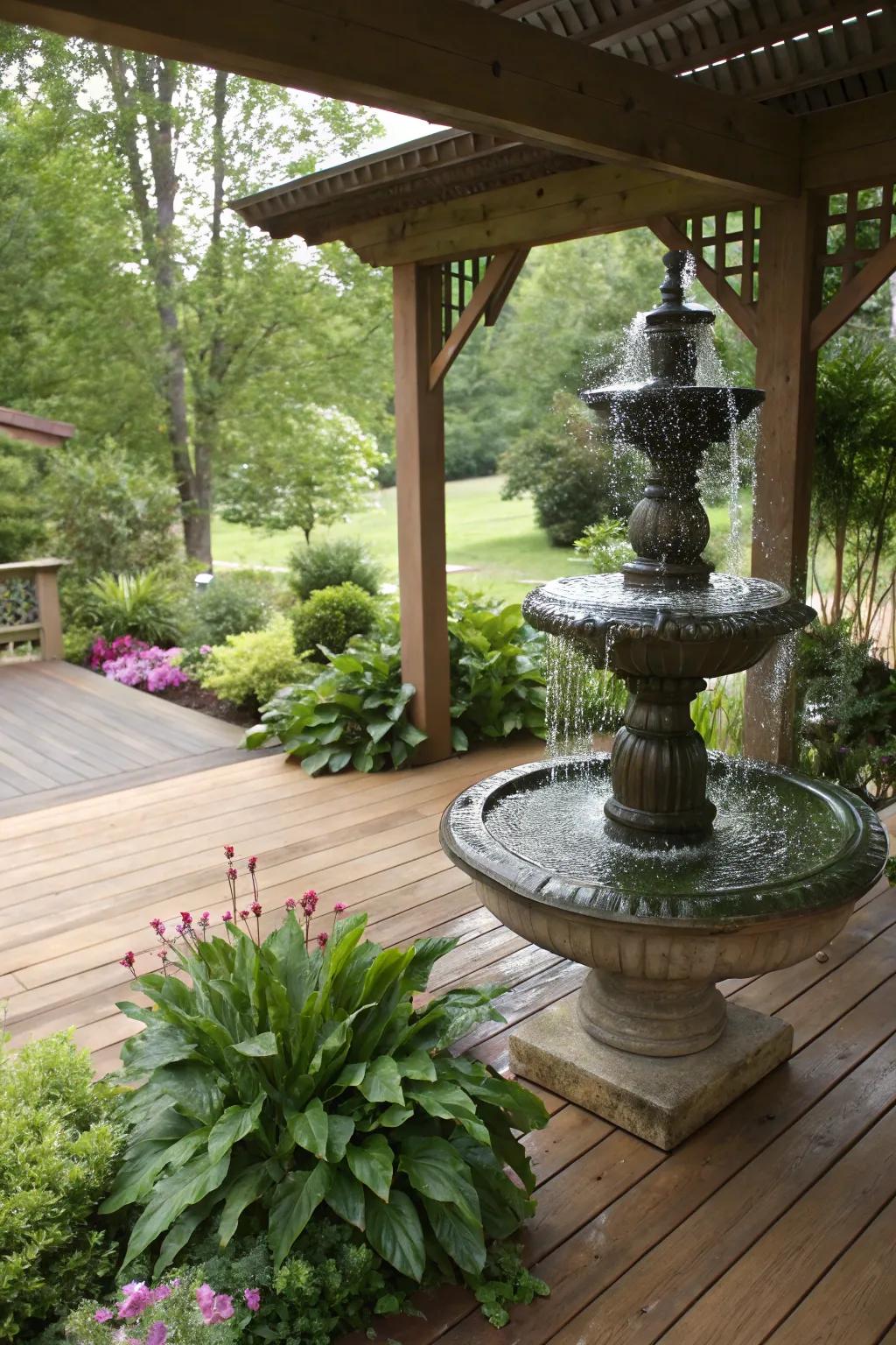 Add serenity with a deck water feature