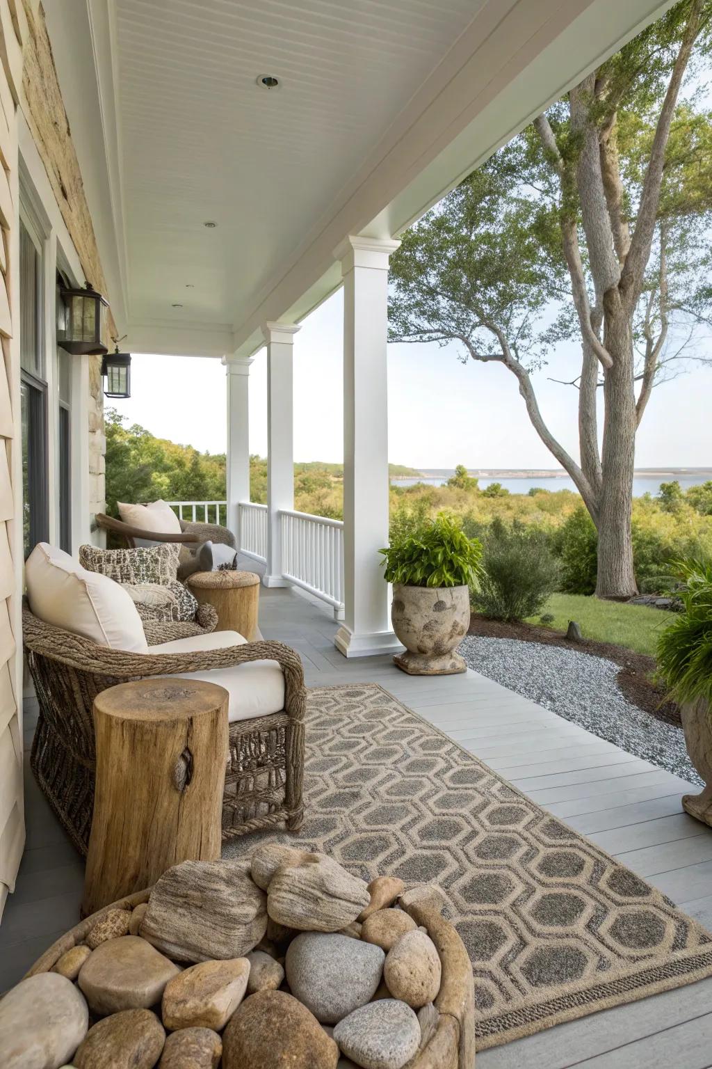 Blend seamlessly with nature using decor inspired by the great outdoors.