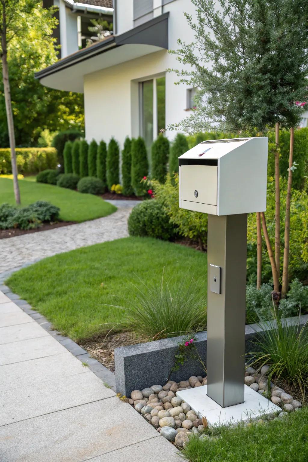 A modern mailbox that stands as an architectural statement.