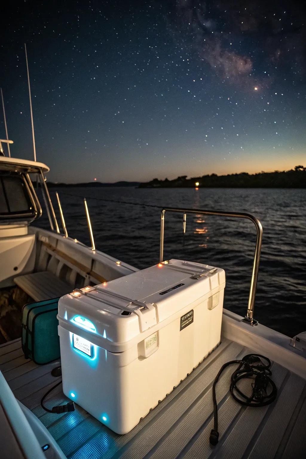 Illuminate your cooler for nighttime adventures.