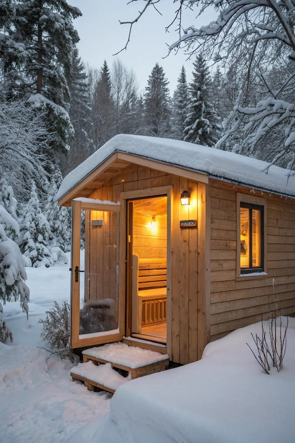 A meditation shed designed for comfort throughout all seasons.