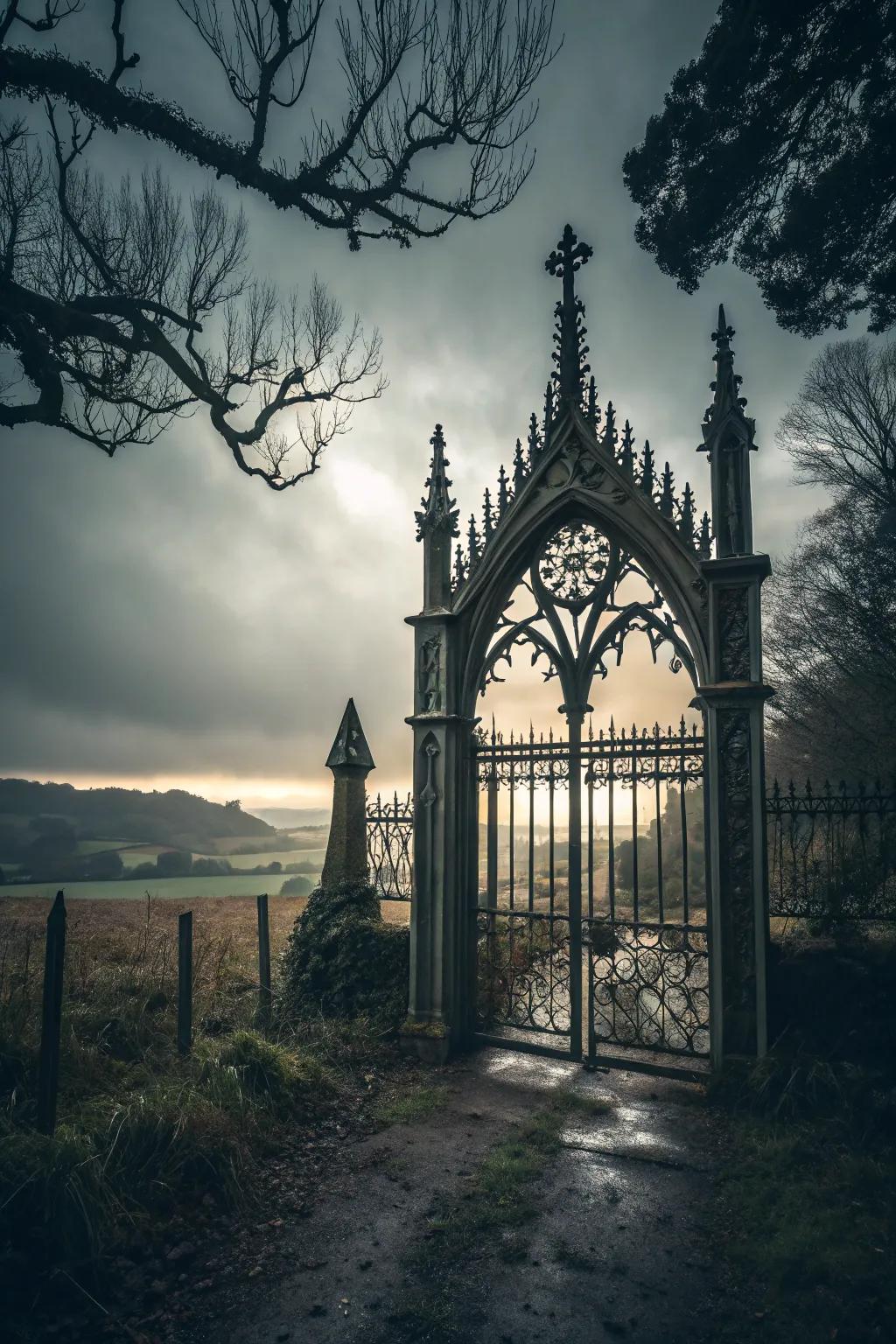 Gothic gate adds grandeur and drama to any entrance