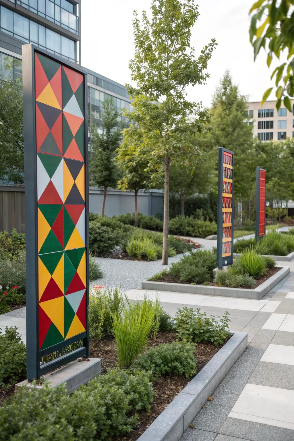 Geometric patterns make a bold statement in gardens.