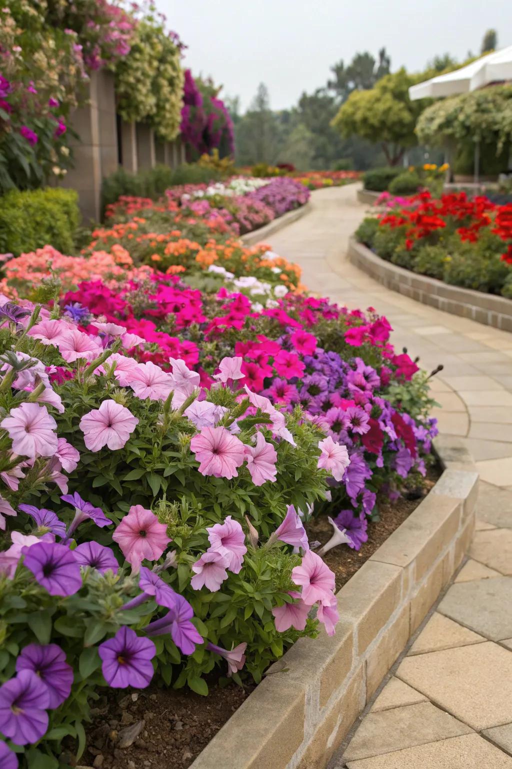 A kaleidoscope of Mexican petunia colors in a vibrant garden.