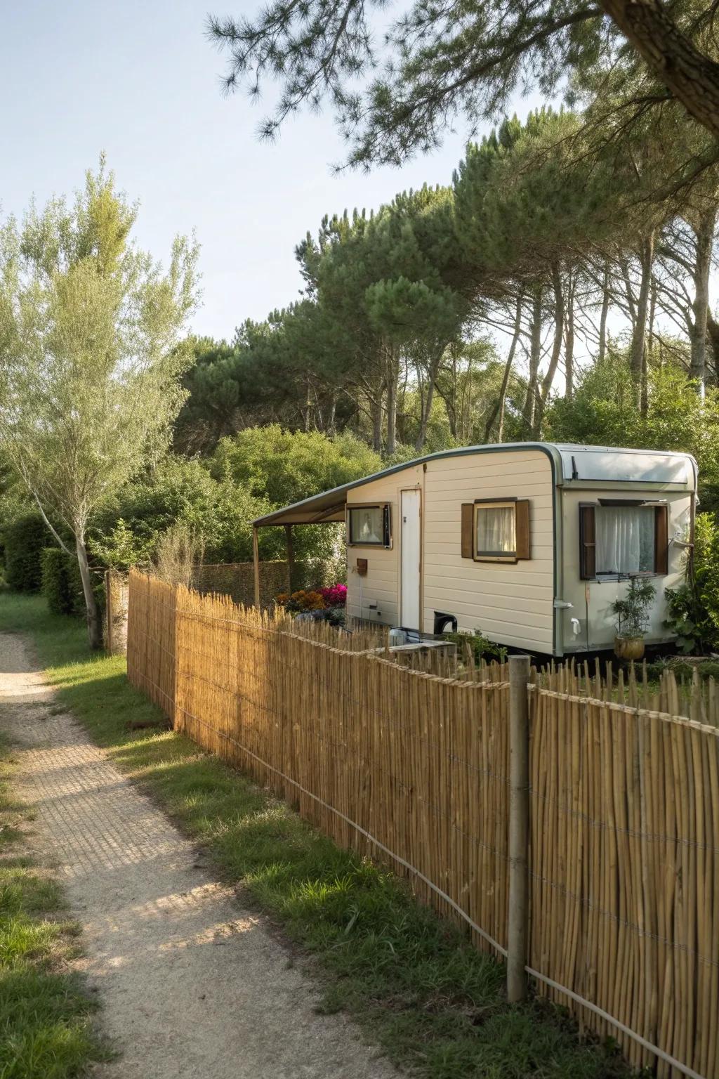 Reed fences offer a natural, budget-friendly boundary.