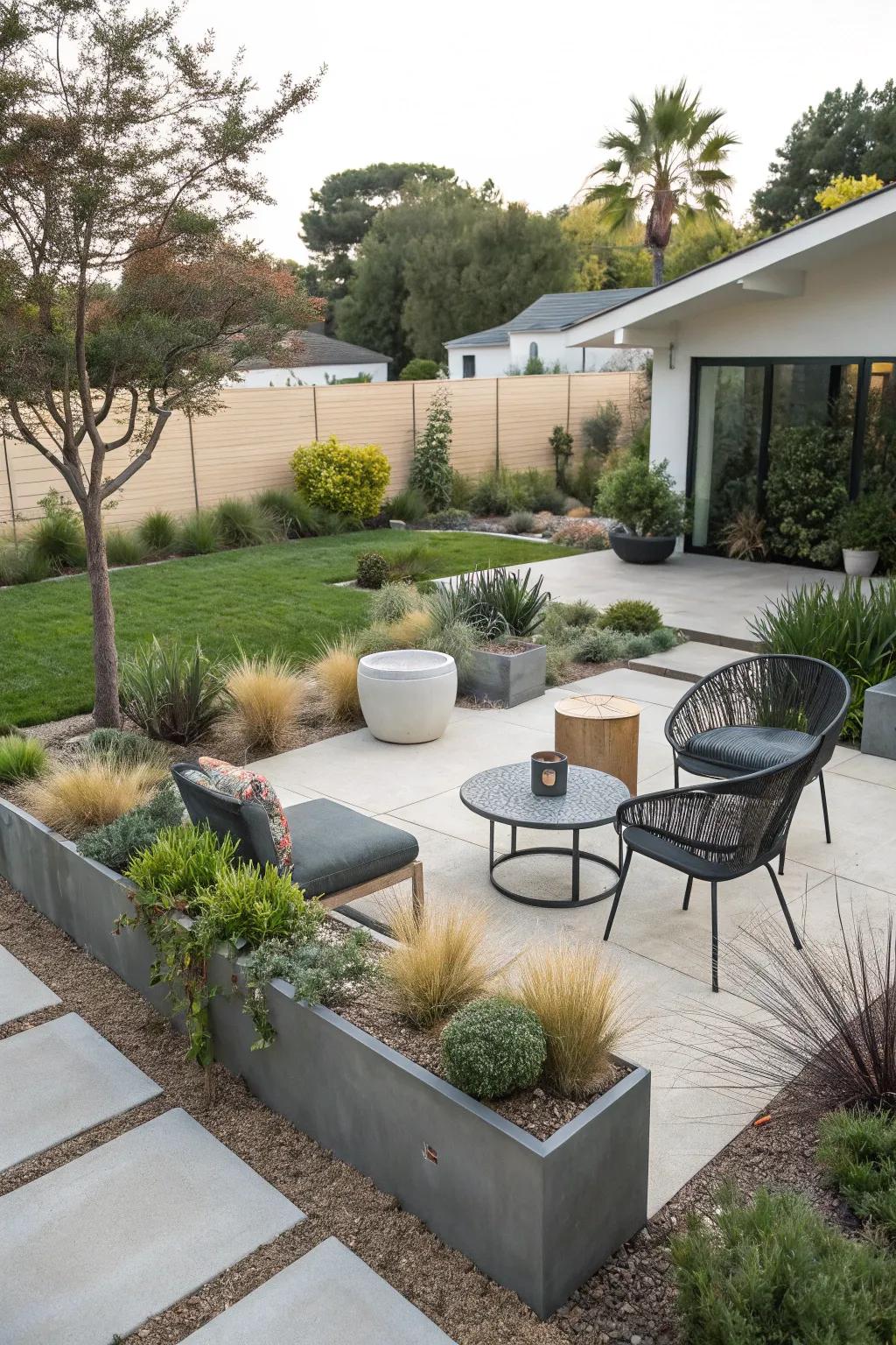 Cozy seating areas invite relaxation and socializing in the garden.
