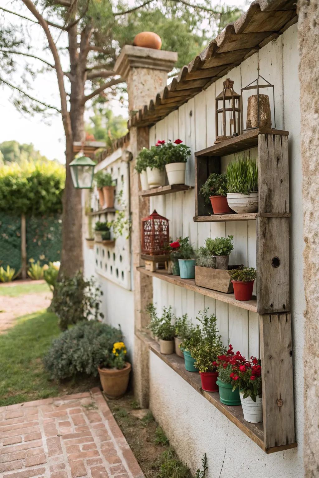 Floating shelves provide a minimalist and functional decor solution.