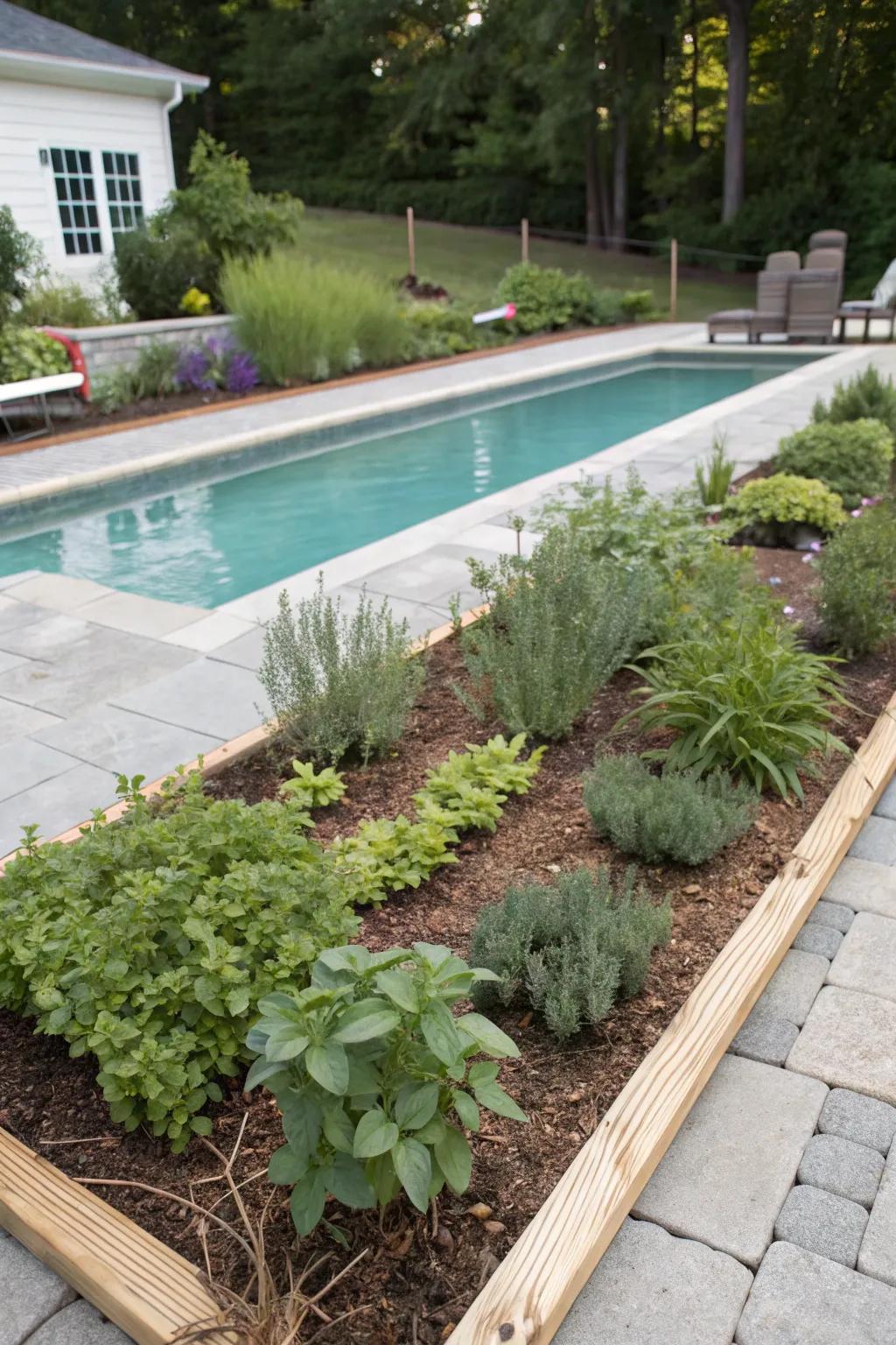 Combine function and fragrance with a herb garden in mulch.