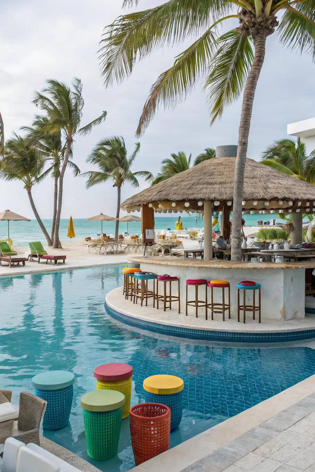 A swim-up bar adds a touch of resort luxury to your pool.