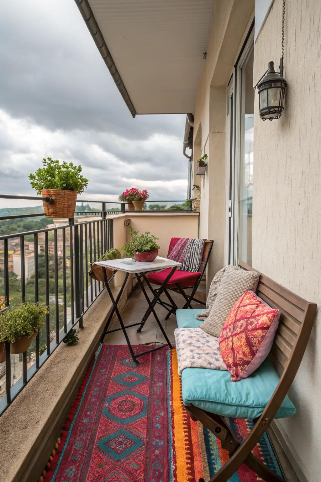 Weatherproof decor ensures style and durability on balconies.