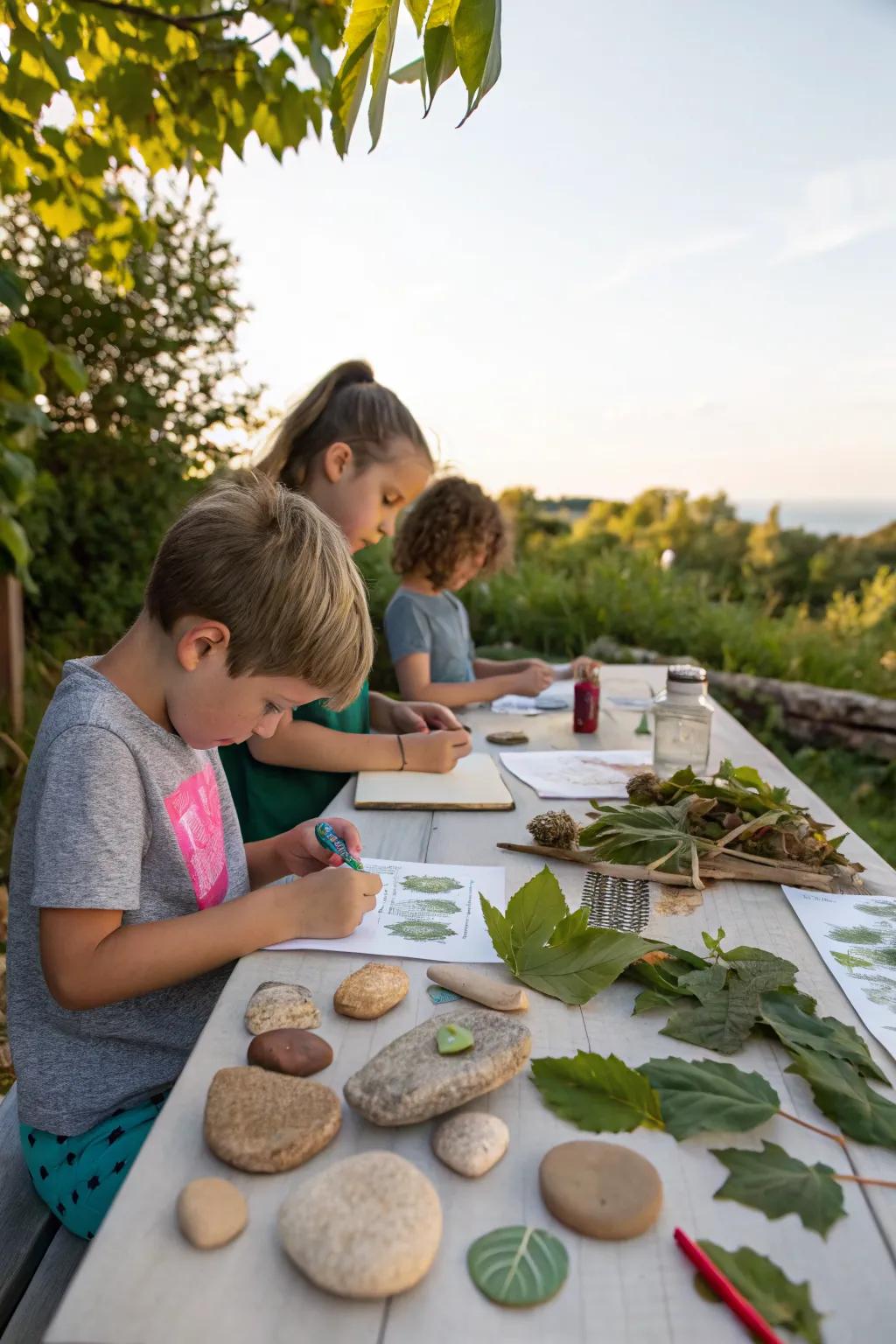 Spark creativity with an art corner using natural materials for crafting.