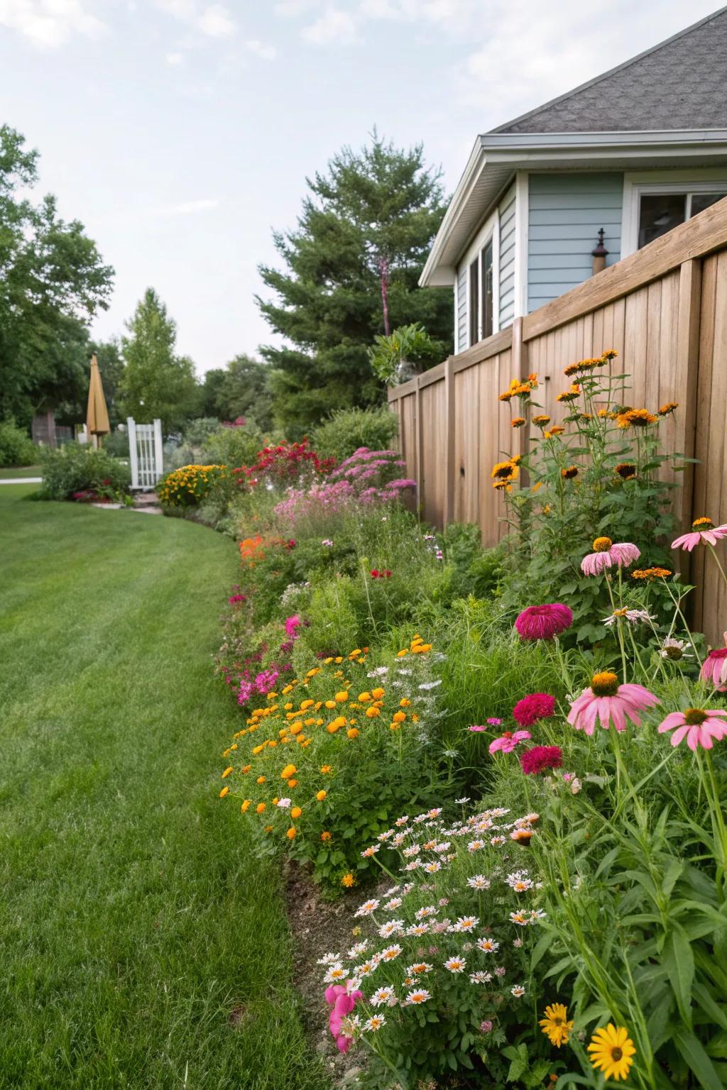 Wildflower borders offer colorful, meadow-like privacy.