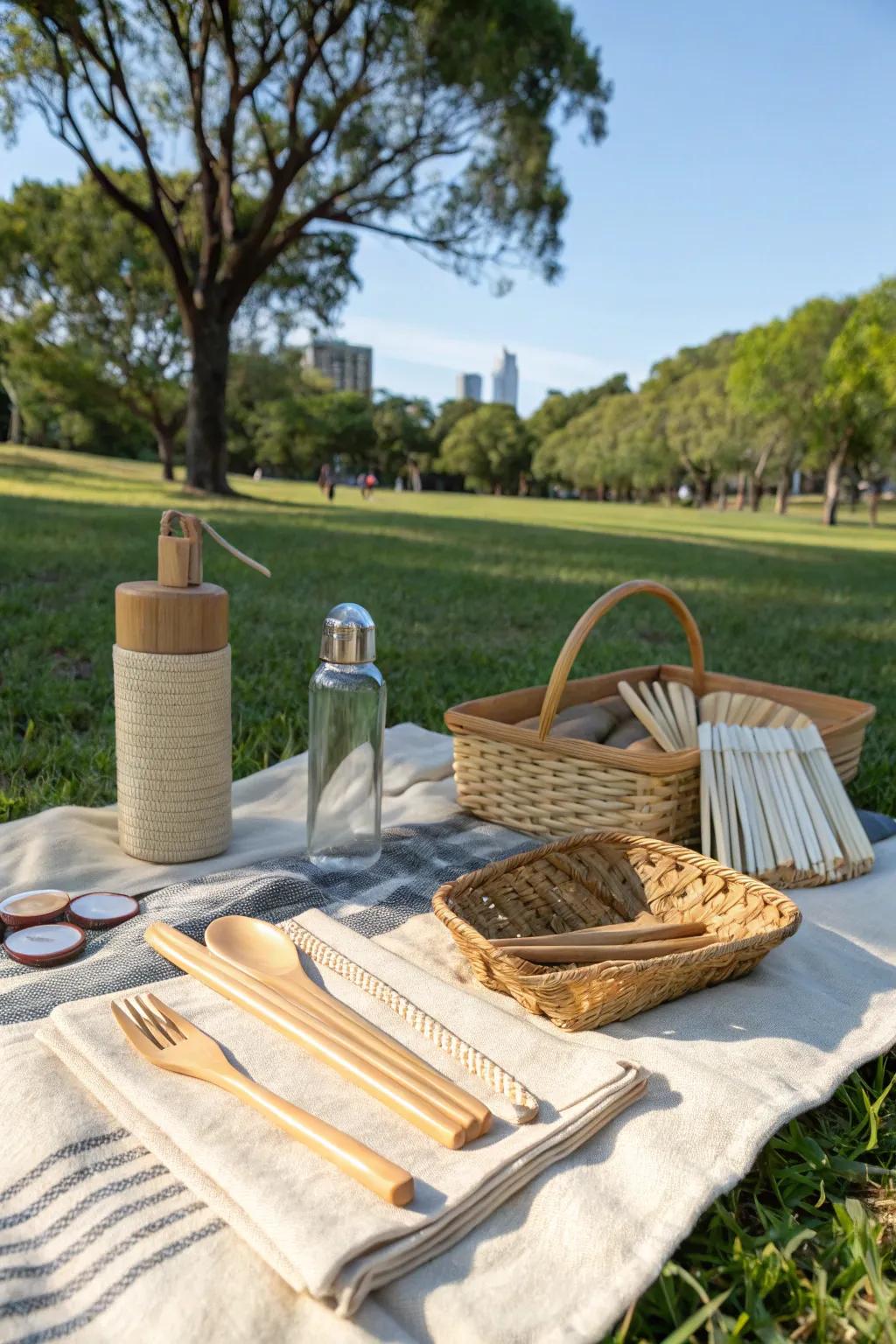 Eco-friendly supplies ensuring a sustainable picnic experience.