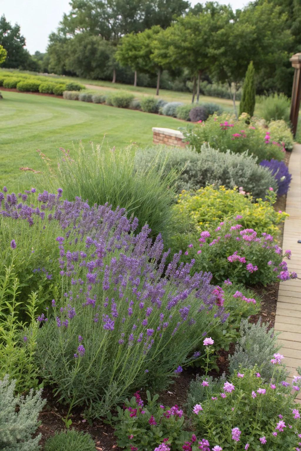 Scented plants add an aromatic touch to the garden.