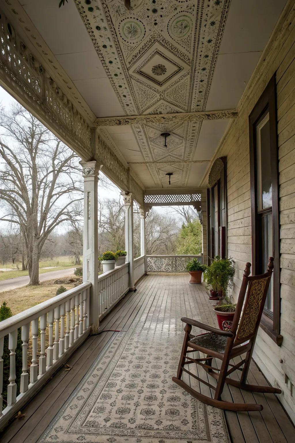 A beaded ceiling adds southern charm.