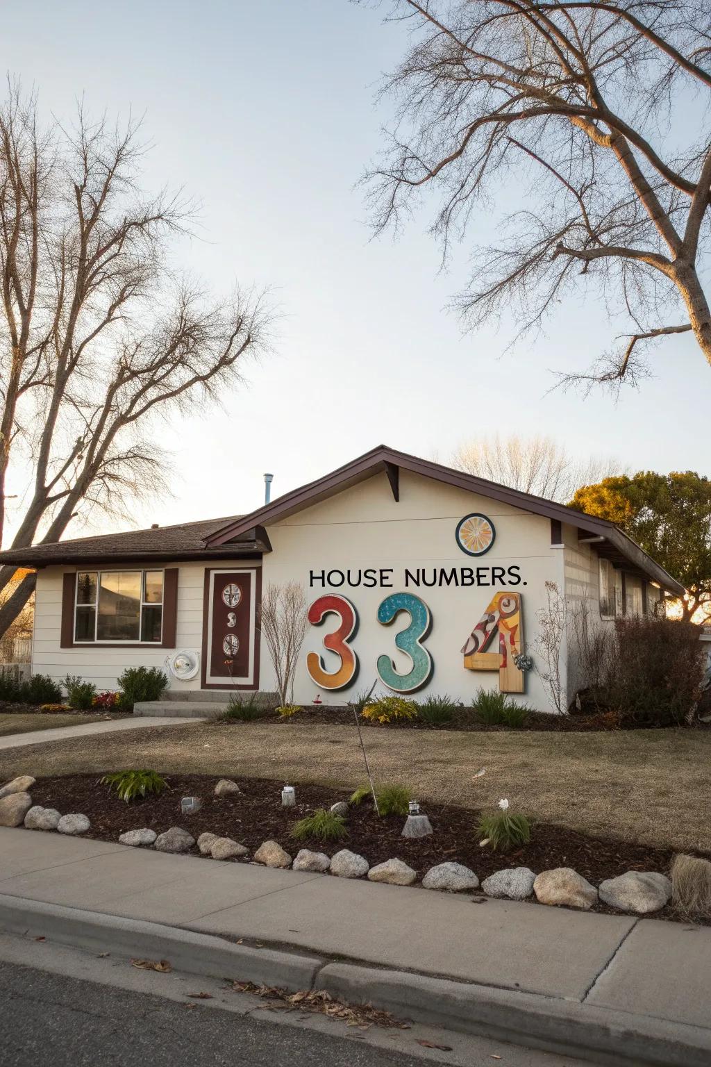 Artistic house numbers add a unique touch.