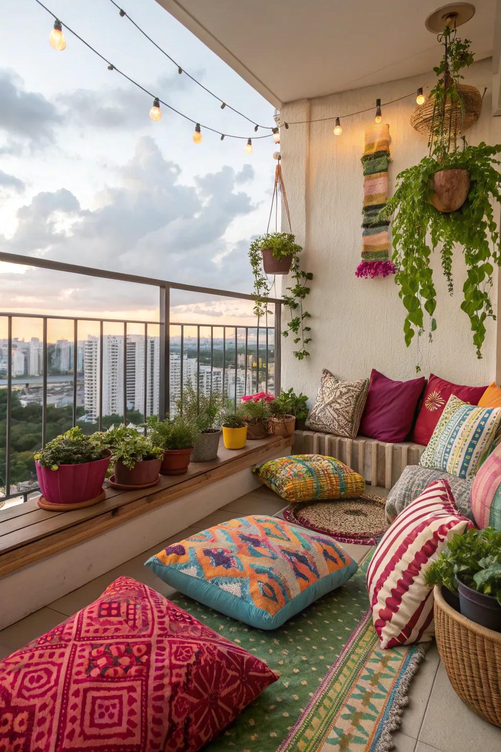 Brighten your balcony with pops of color.