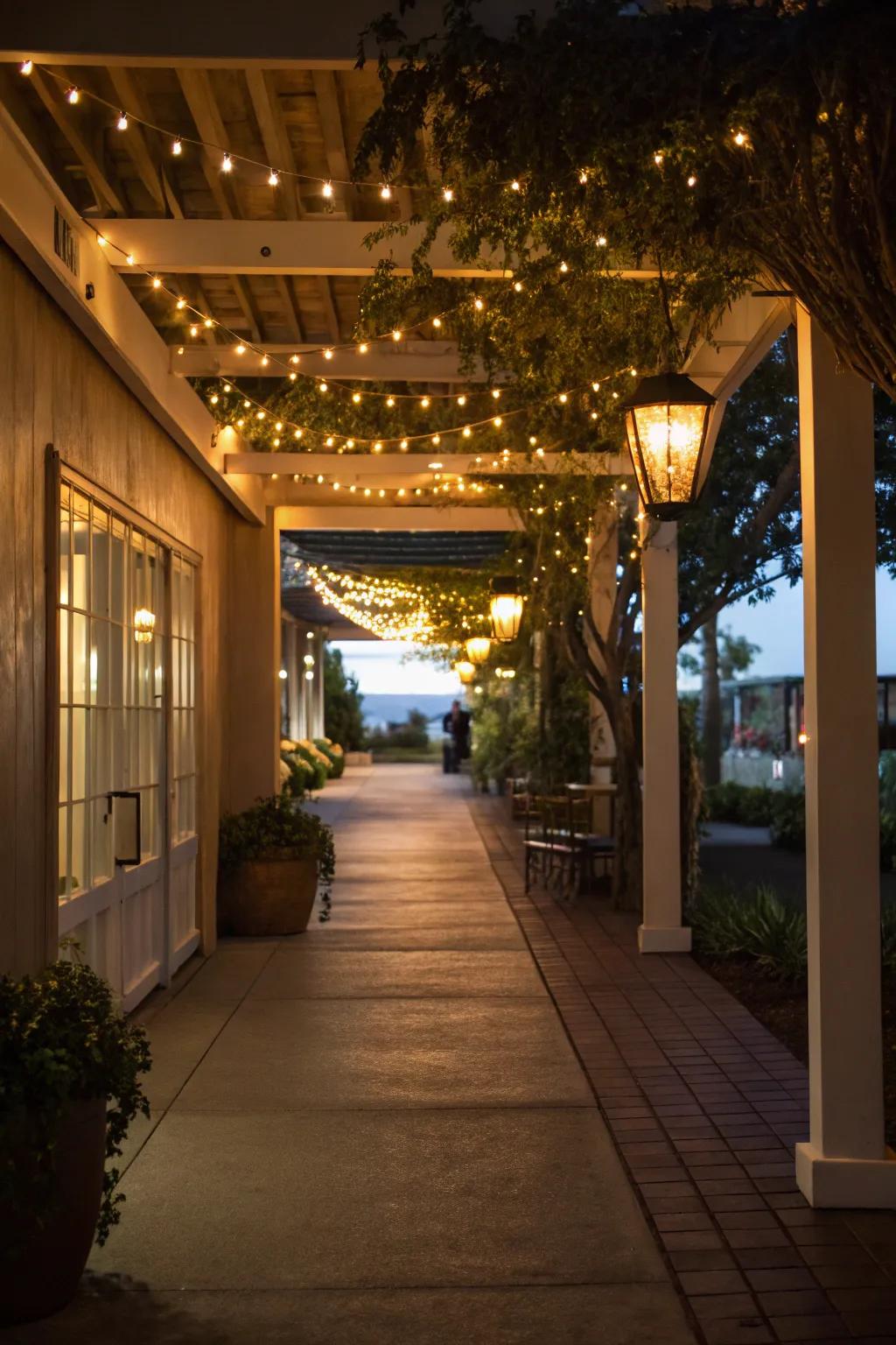 Solar lights add charm and eco-friendly lighting to your breezeway.