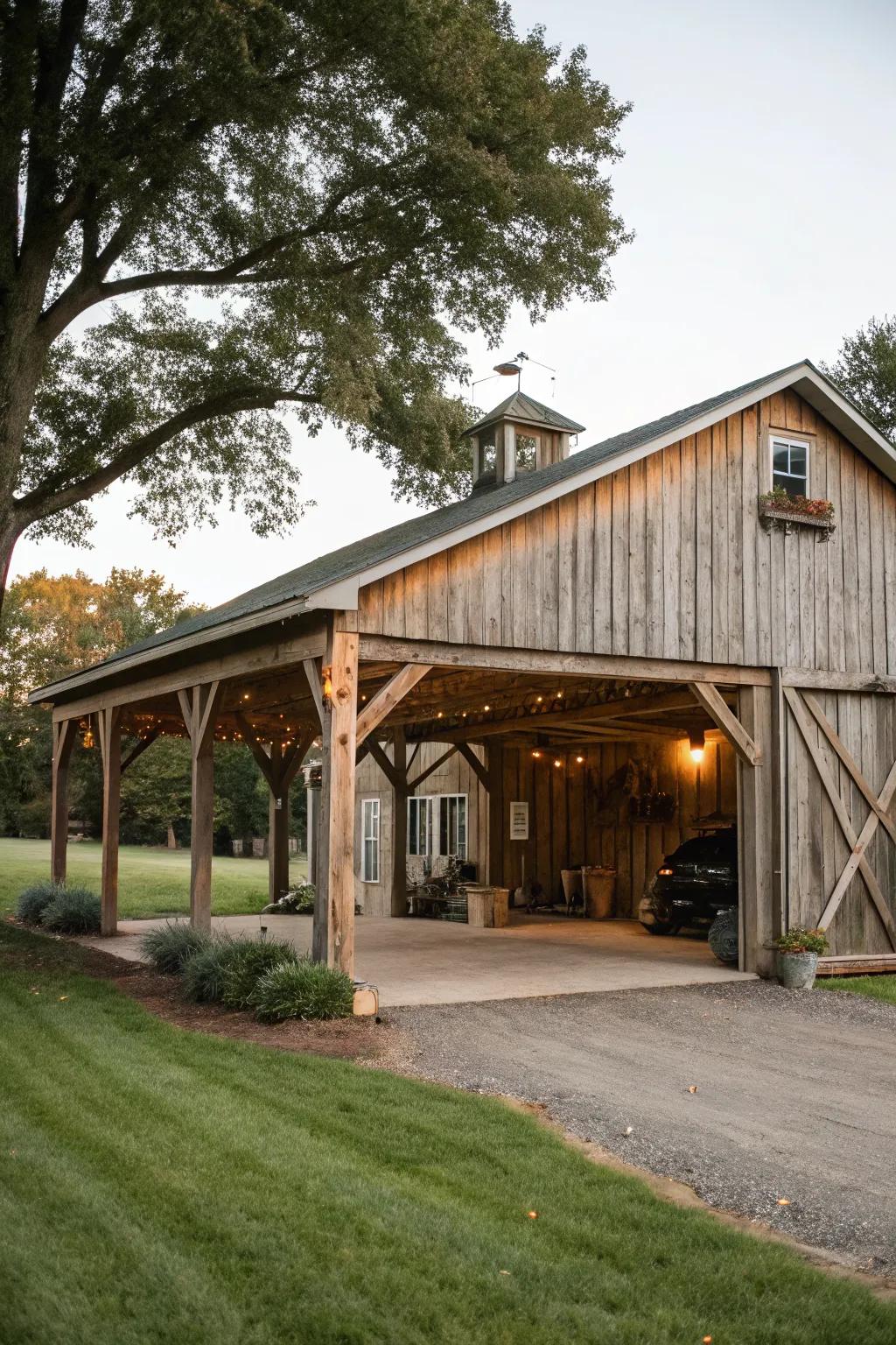 Barn-style charm adds rustic appeal.