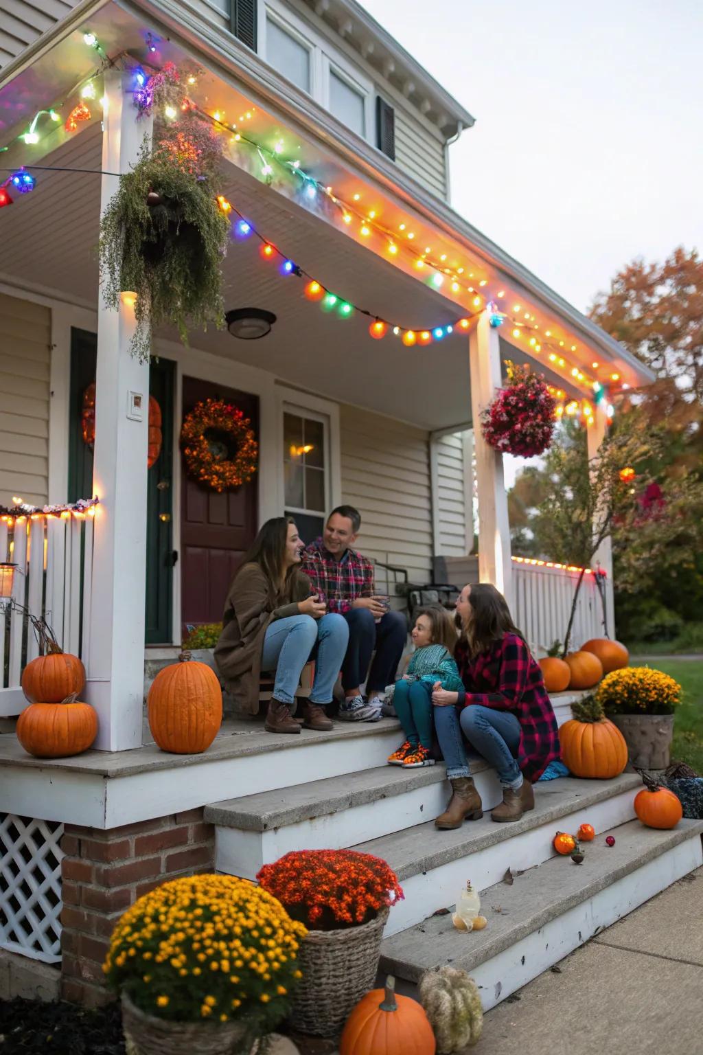 Seasonal decor keeps the porch lively and engaging throughout the year.