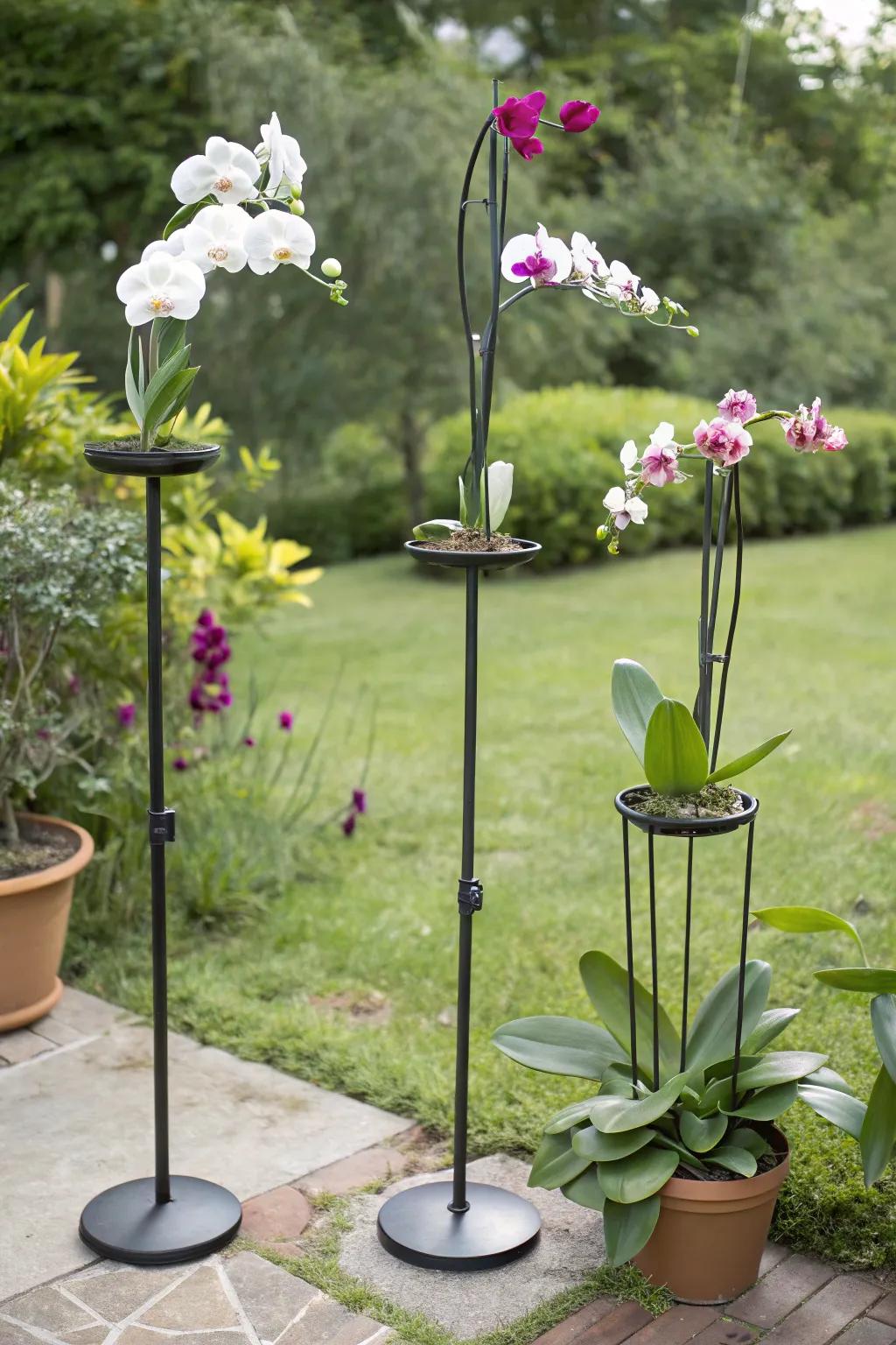 Customizable plant stands offering tailored orchid care.