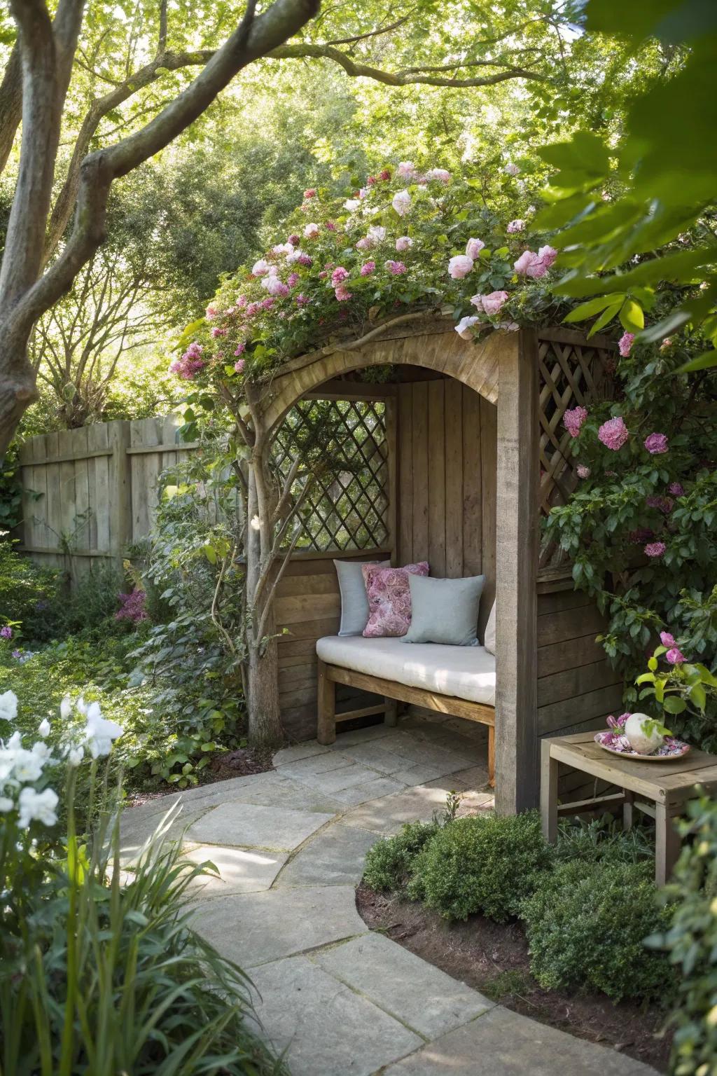 A secret garden nook perfect for meditation and reflection.