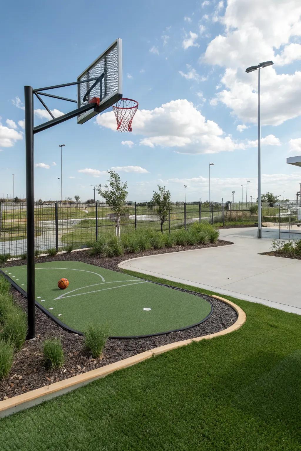 A sports area offers fun and recreation for the whole family.