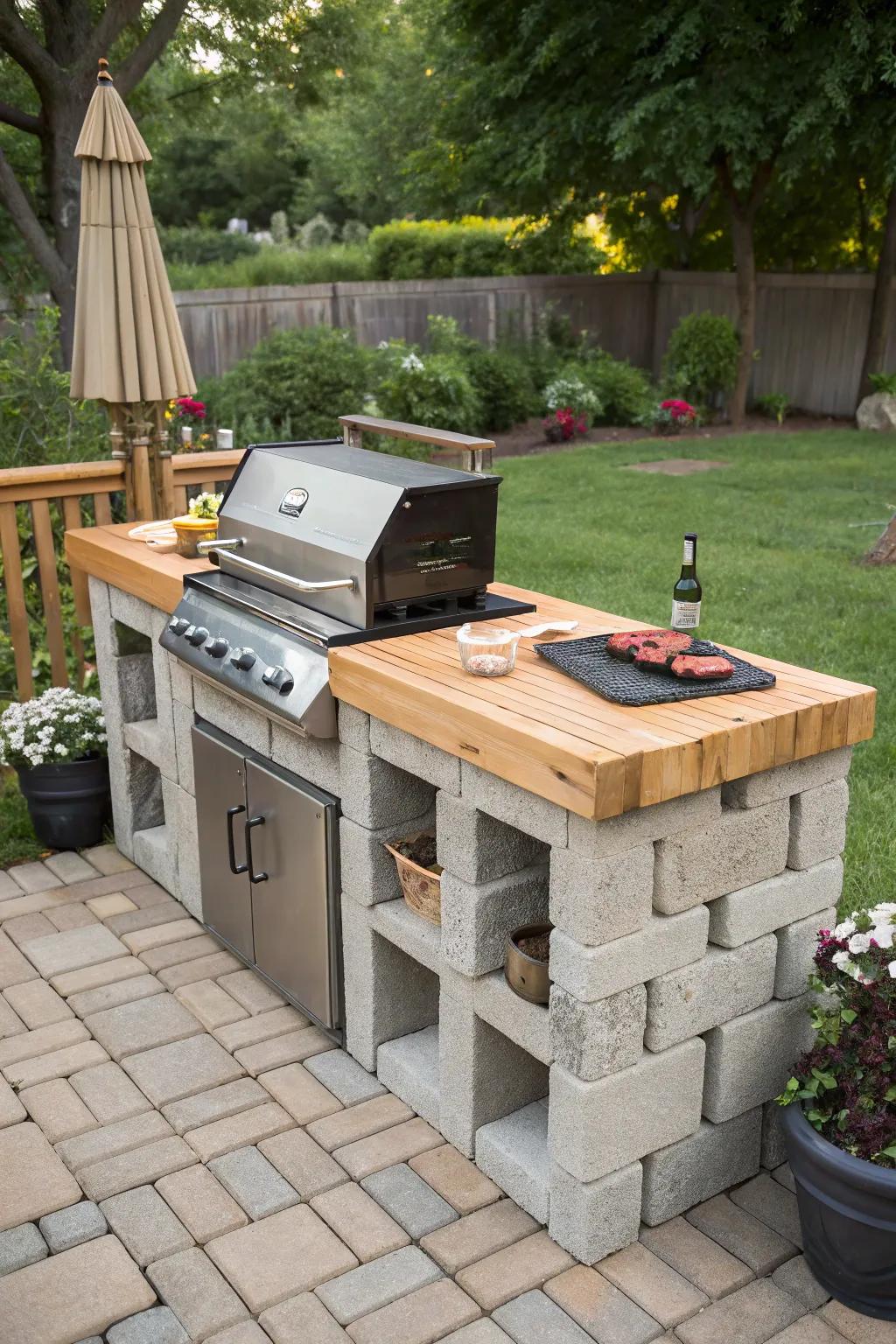 Build your own cinder block BBQ island.