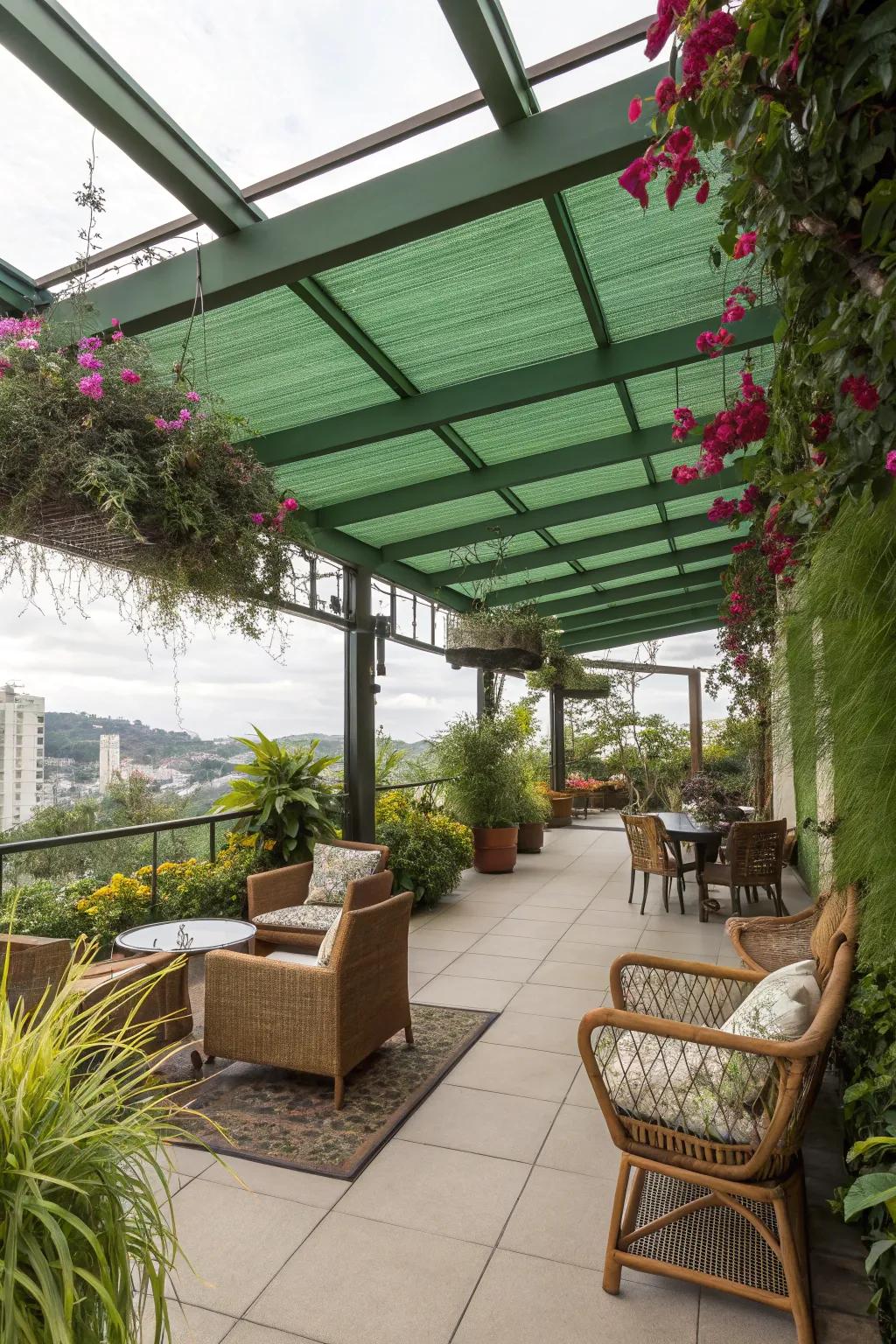 Sustainable beauty with a green roof ceiling.
