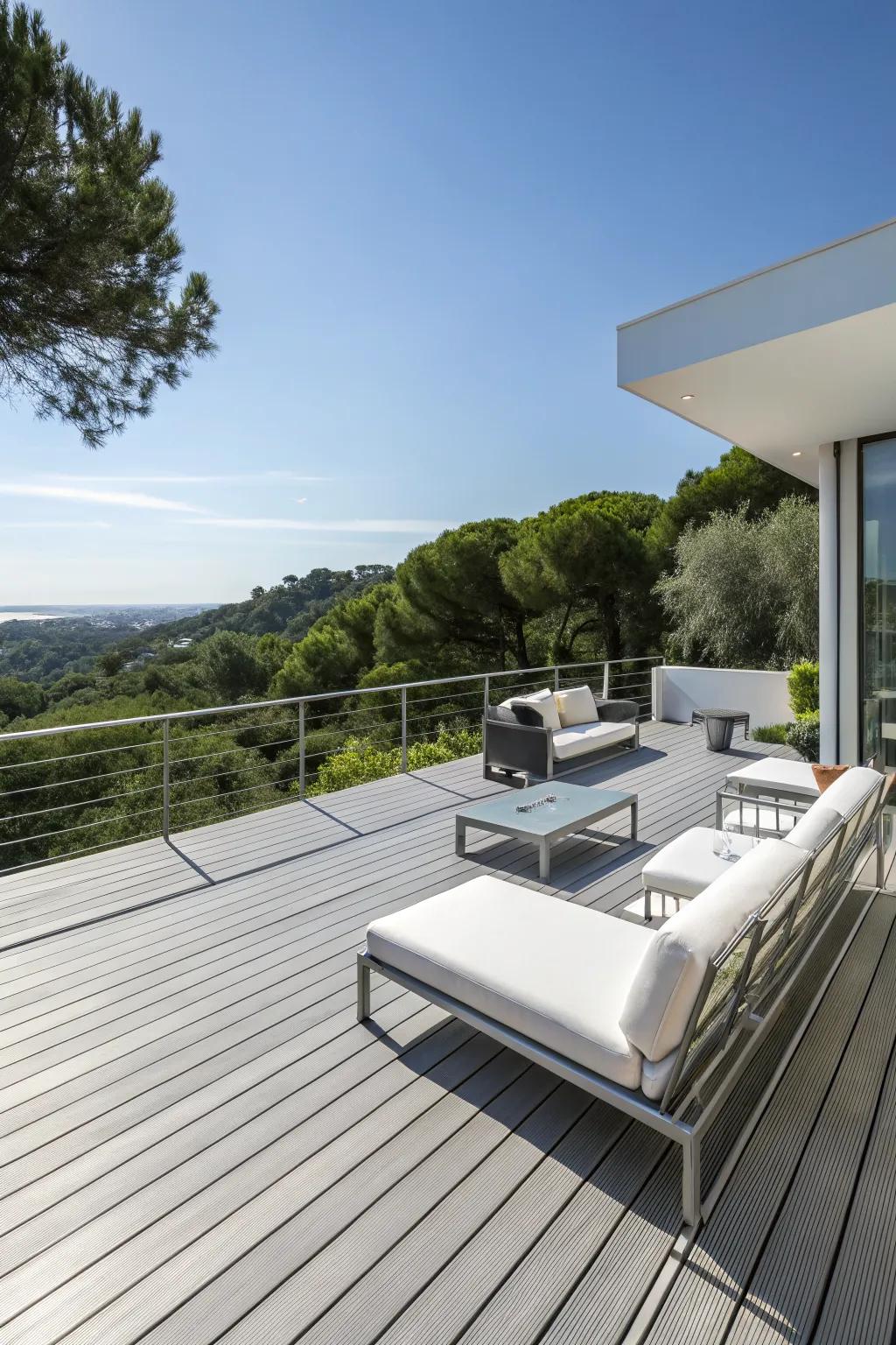 Aluminum decking offers modern style and long-lasting durability.