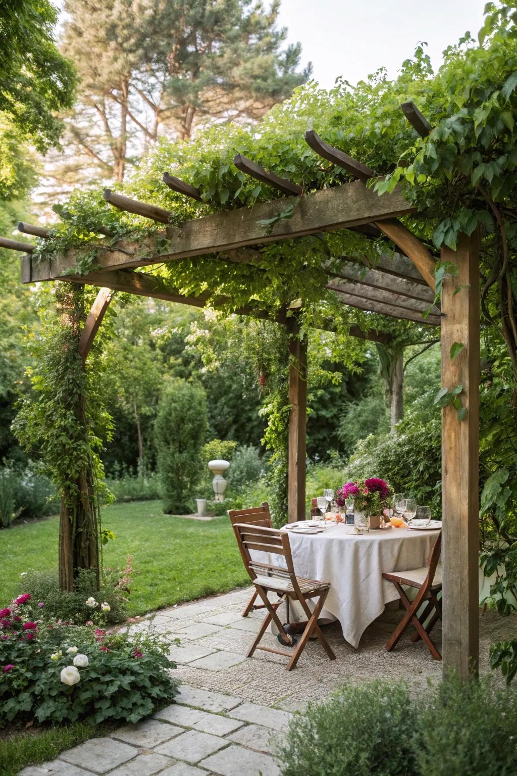Sustainable materials create a responsible and beautiful pergola.