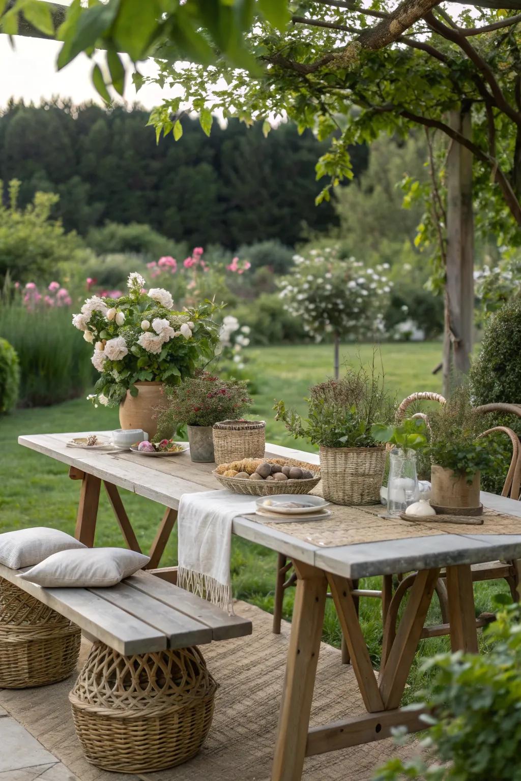 Enjoy elegance and sustainability with eco-friendly outdoor dining choices.