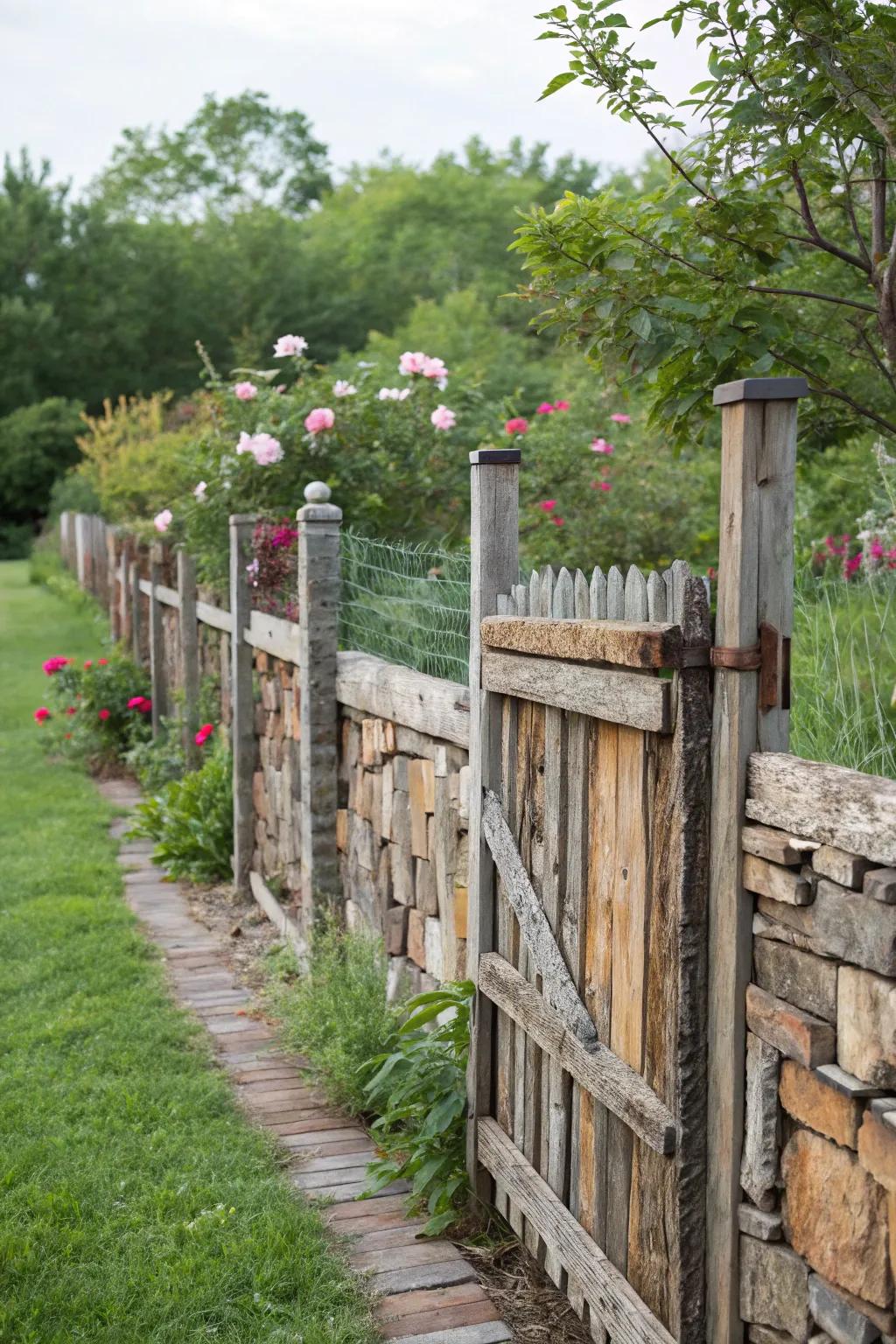 Reclaimed materials offer a unique and sustainable fencing solution.