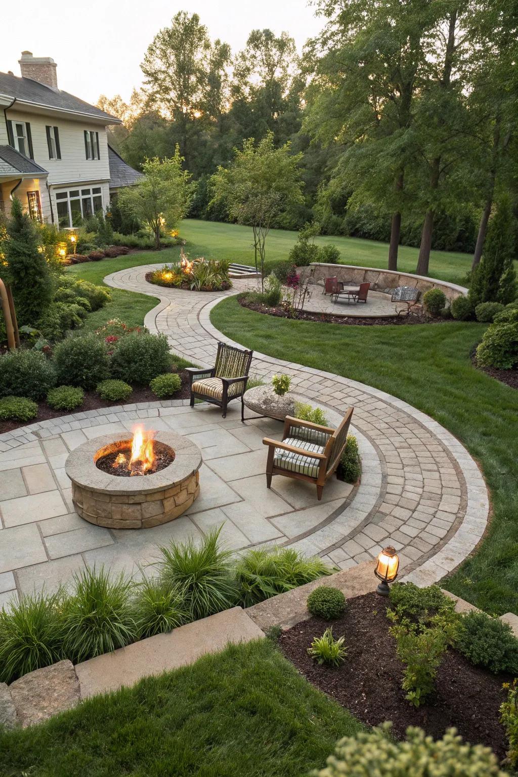 An inviting retreat with a destination fire pit.