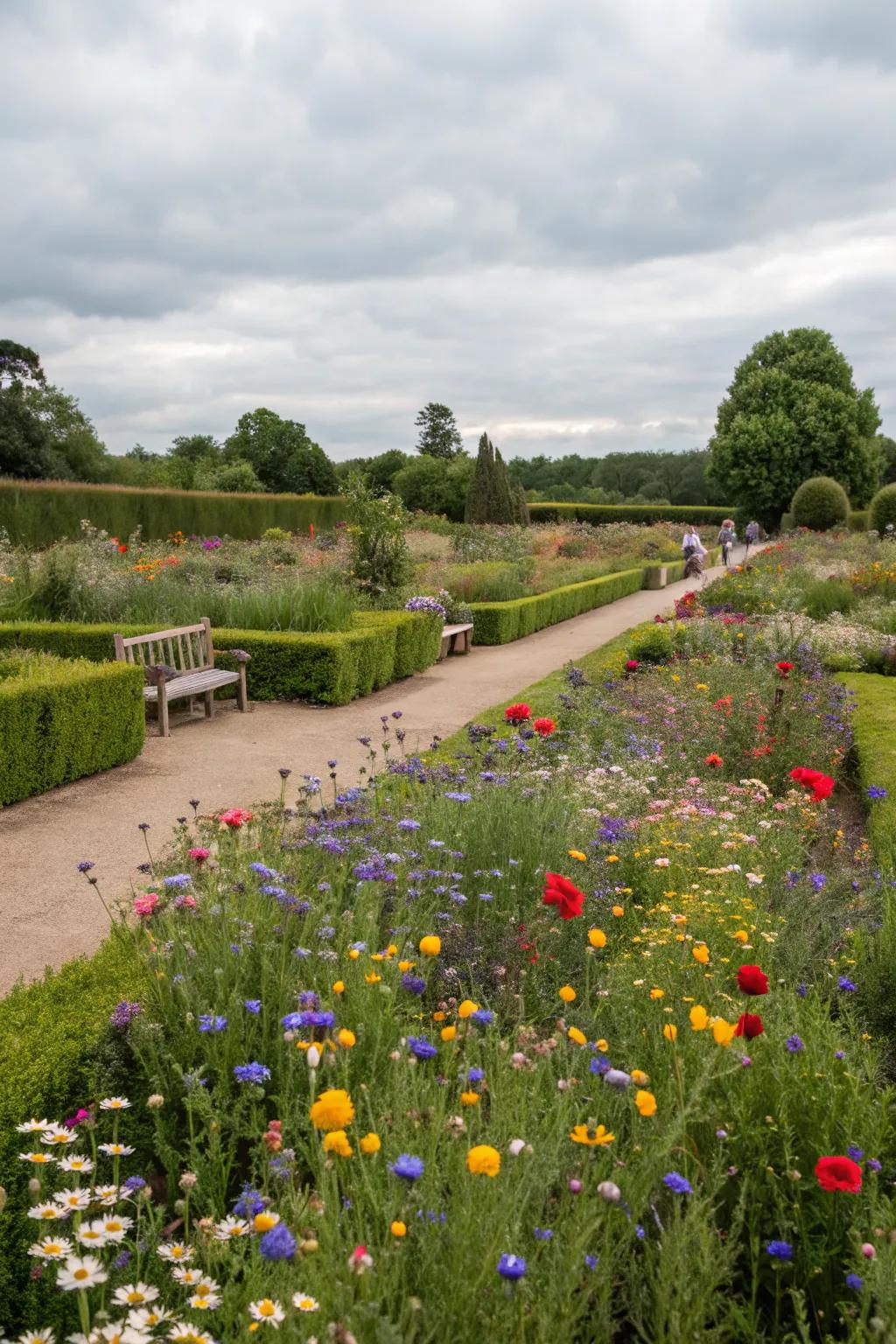 A natural wildflower meadow bringing color and life to the garden.