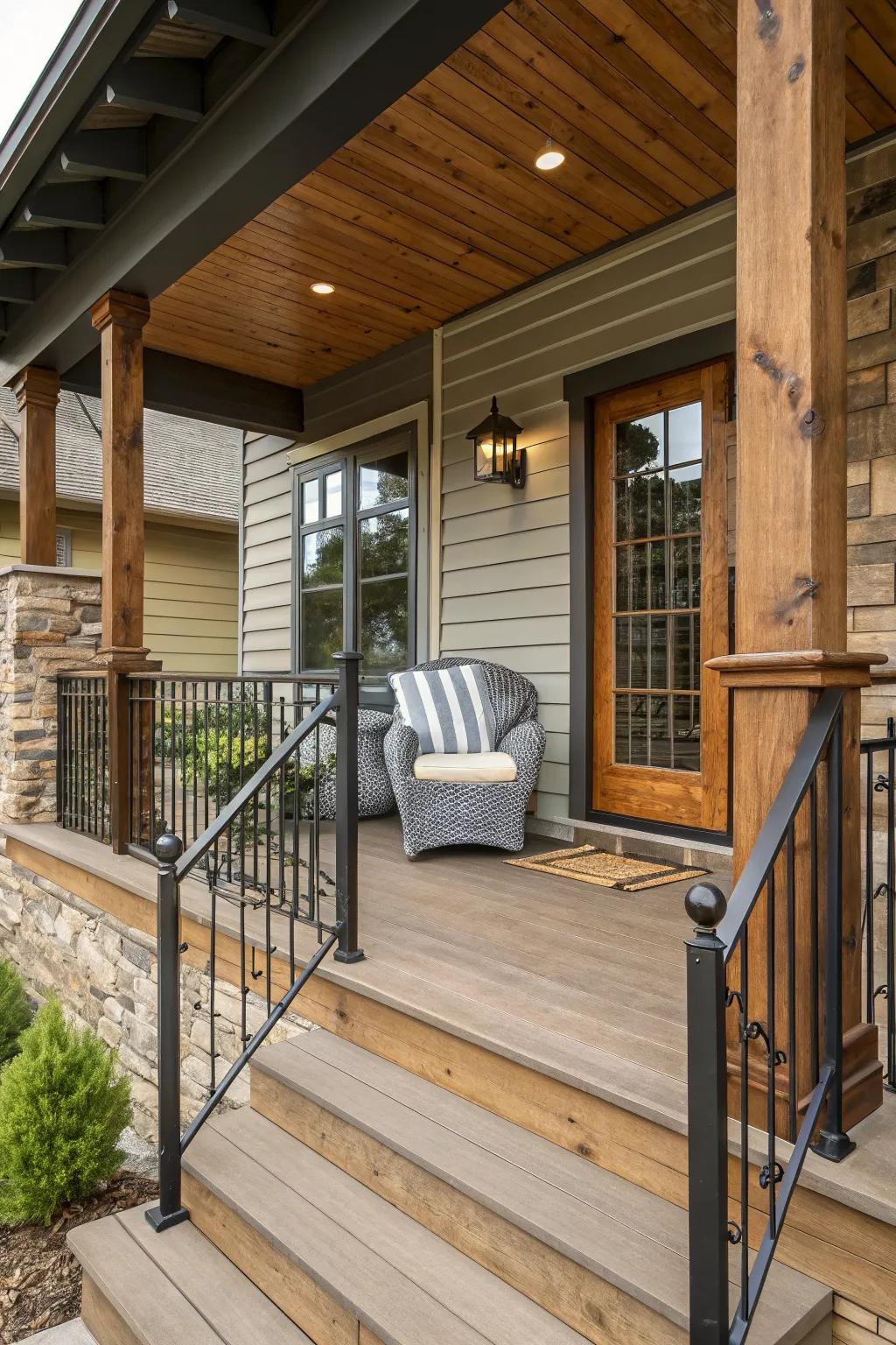 A mix of textures adds depth and interest to this stylish porch.