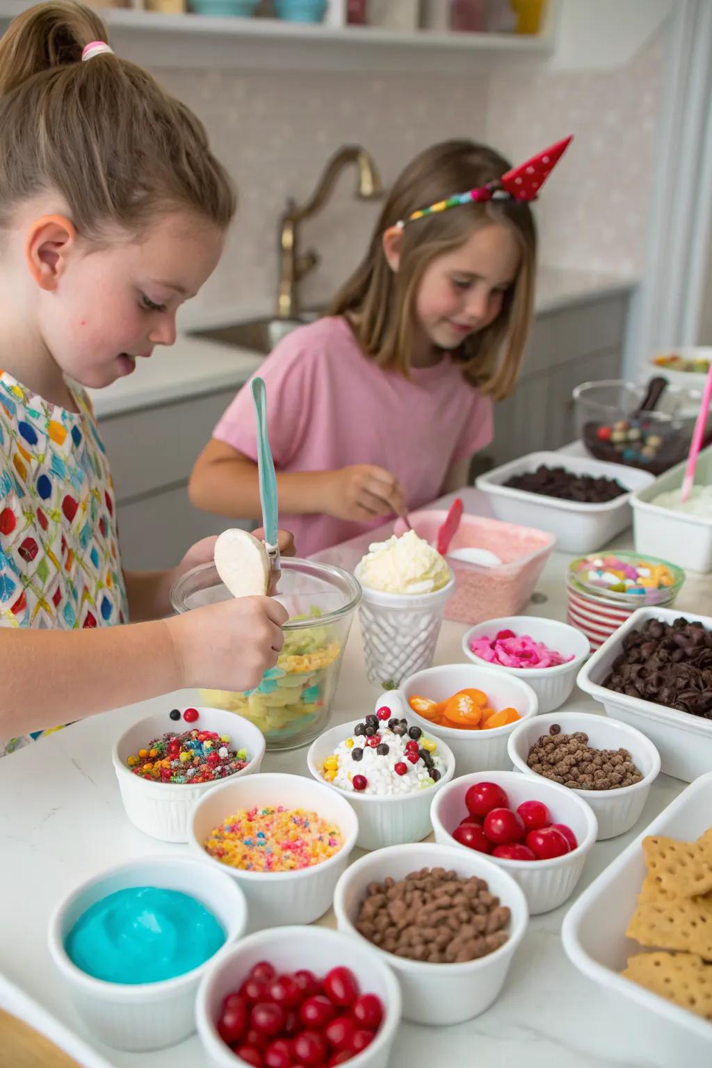 A delightful DIY ice cream bar to end the party on a sweet note.