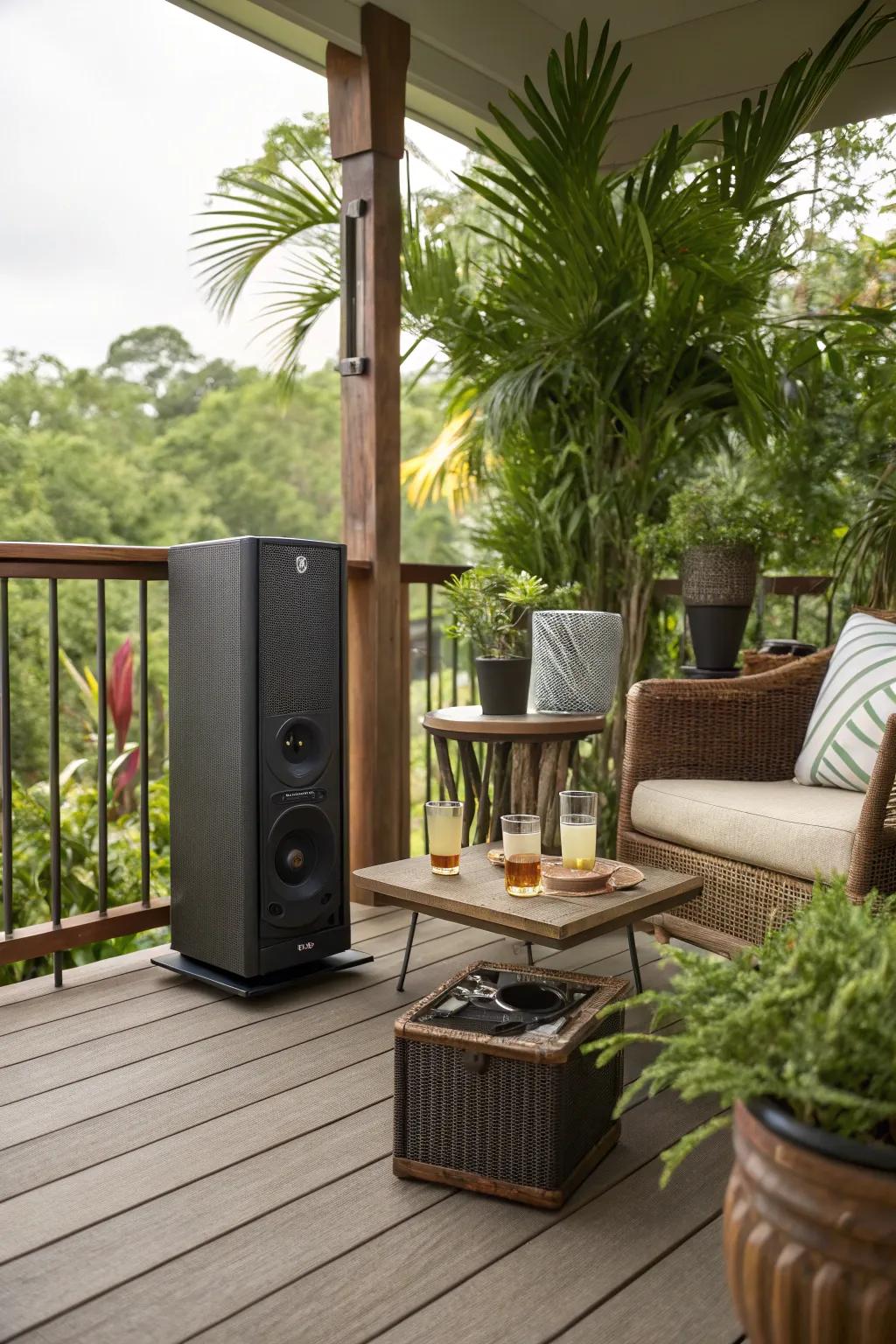 A sound system enhances the atmosphere.