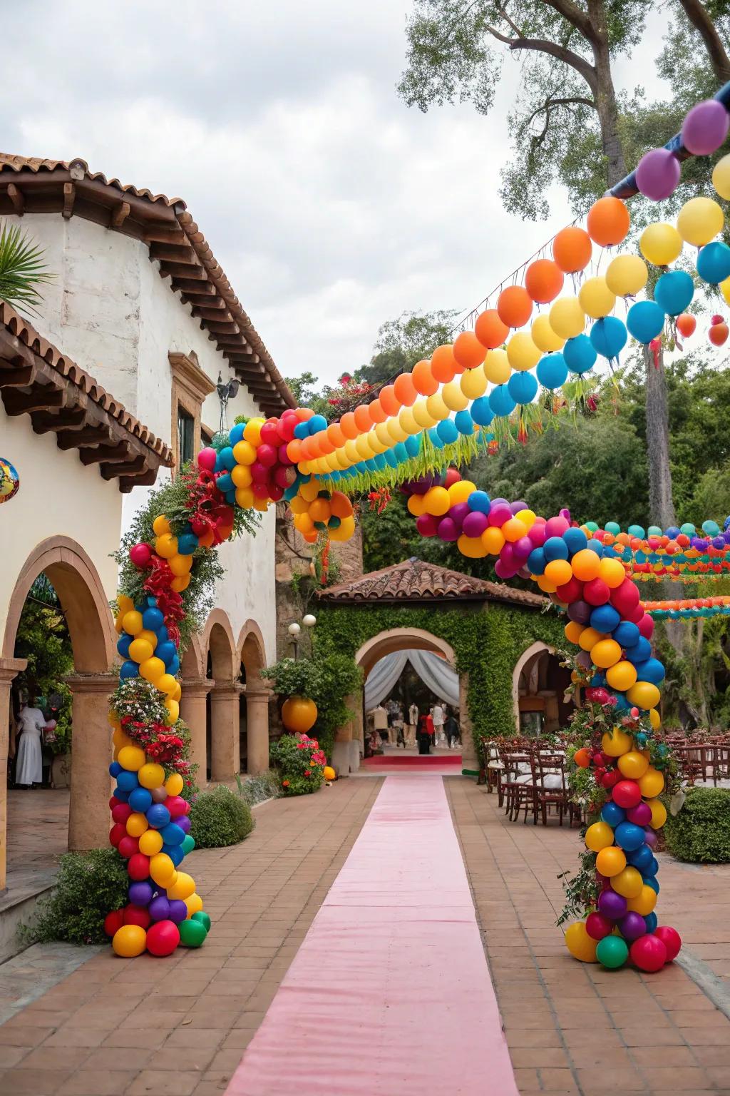 Balloon garlands add a playful and whimsical touch.