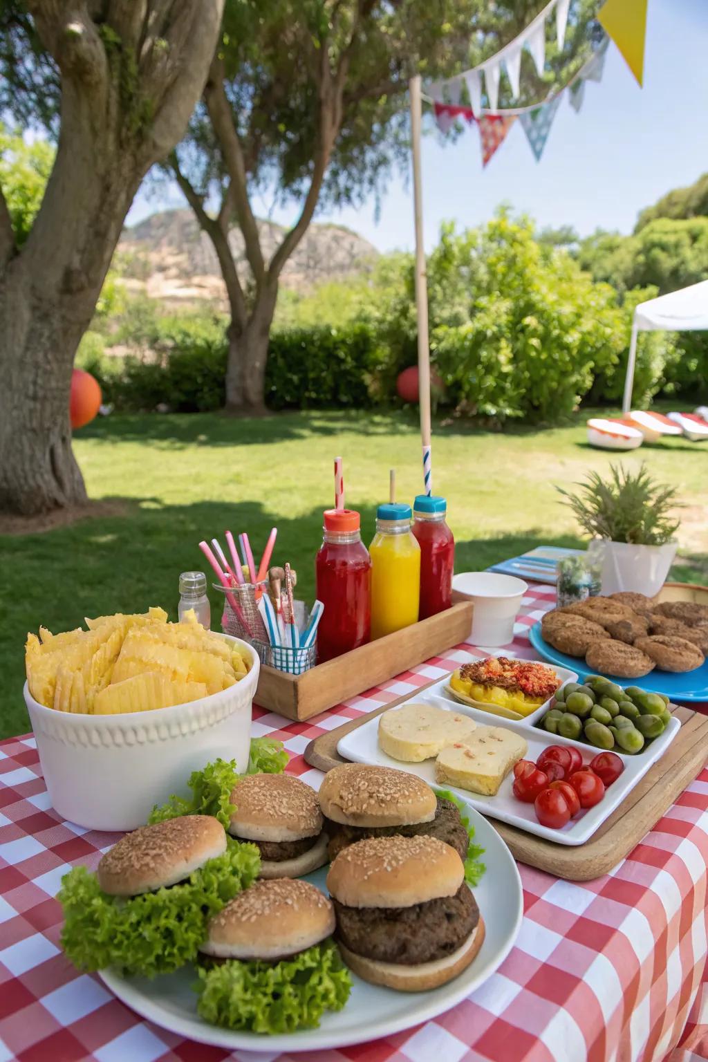 An interactive food bar adds fun to the dining experience.
