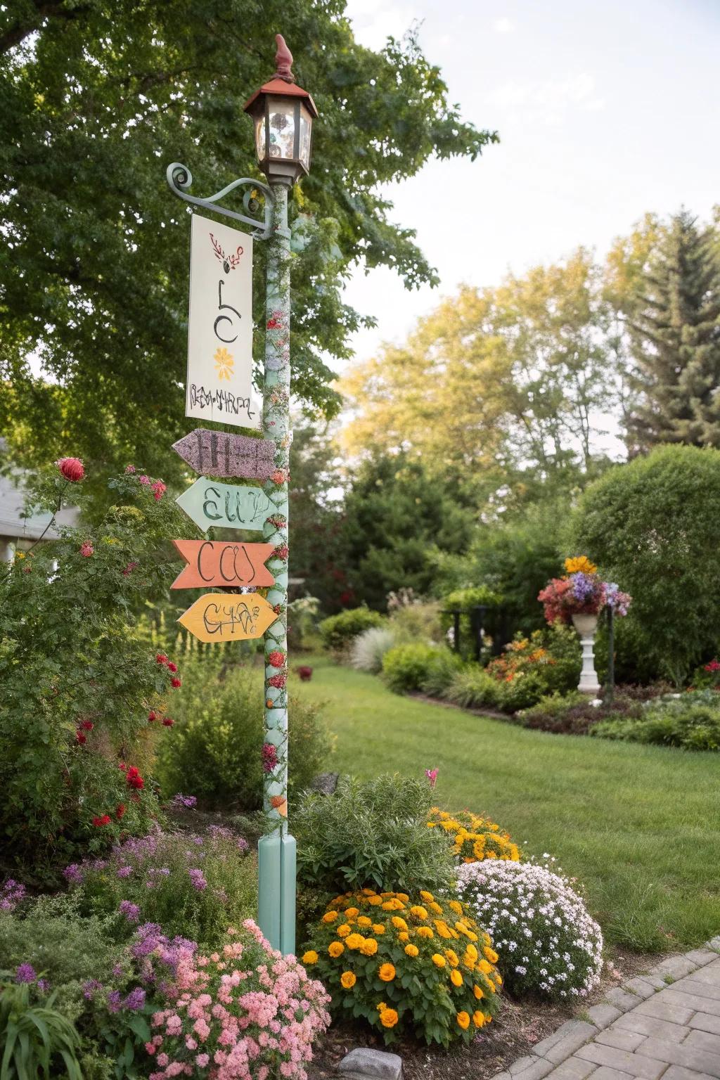Personalized signs add a welcoming touch to outdoor spaces.