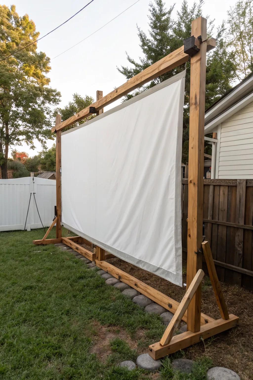 A tarp and frame setup offers durability and resilience against the elements.