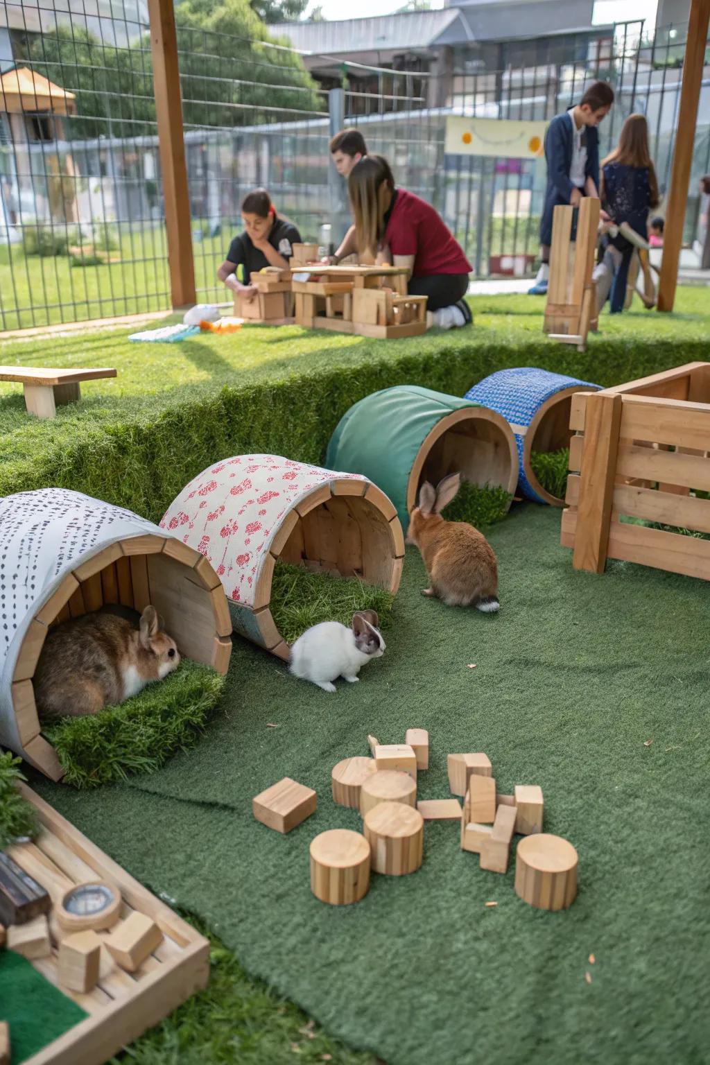 A delightful social space for rabbits to interact and play.