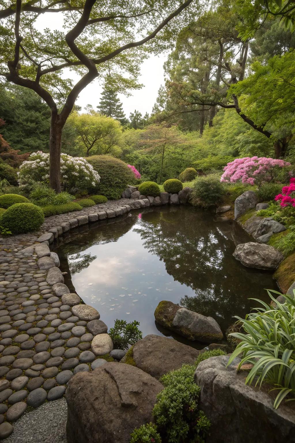 A reflective pool invites calm and contemplation