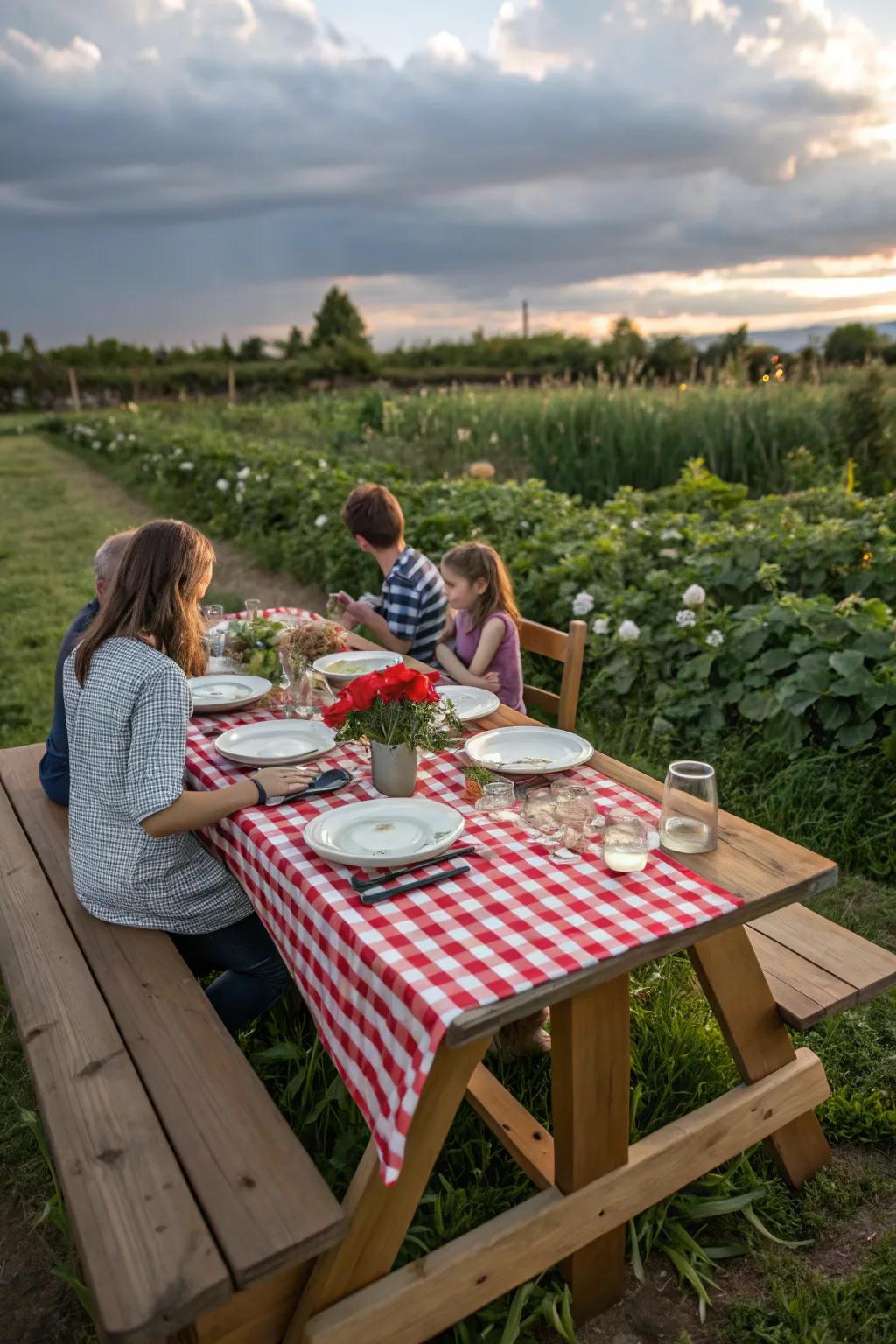 Gather around with a classic picnic table.