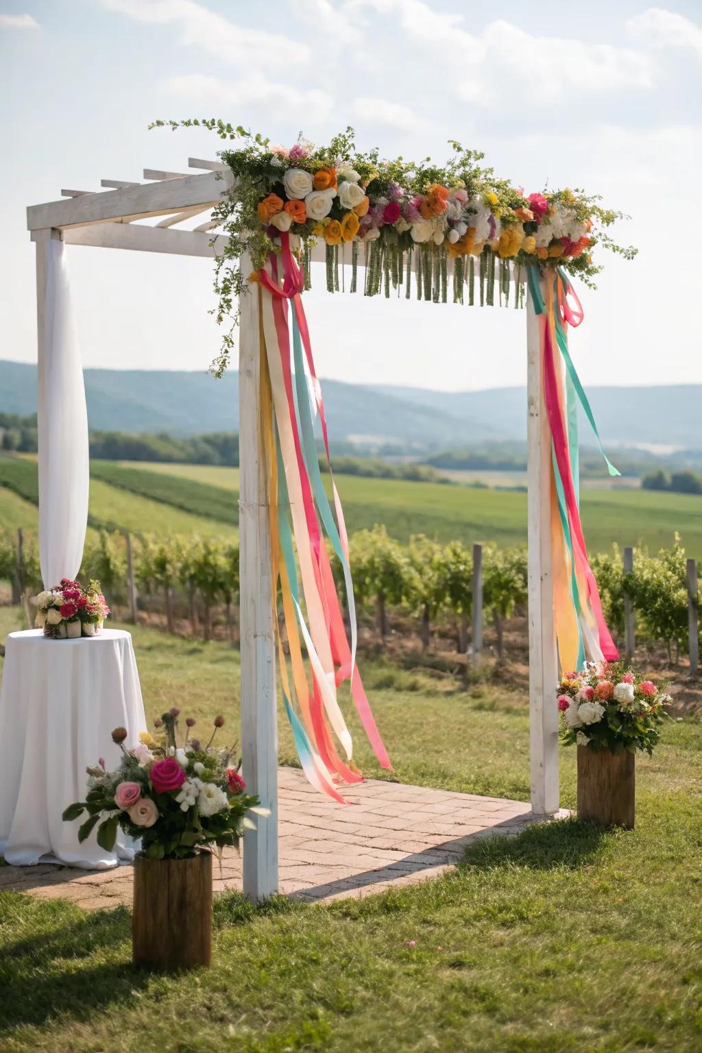 Hanging ribbons add a splash of color and personality.