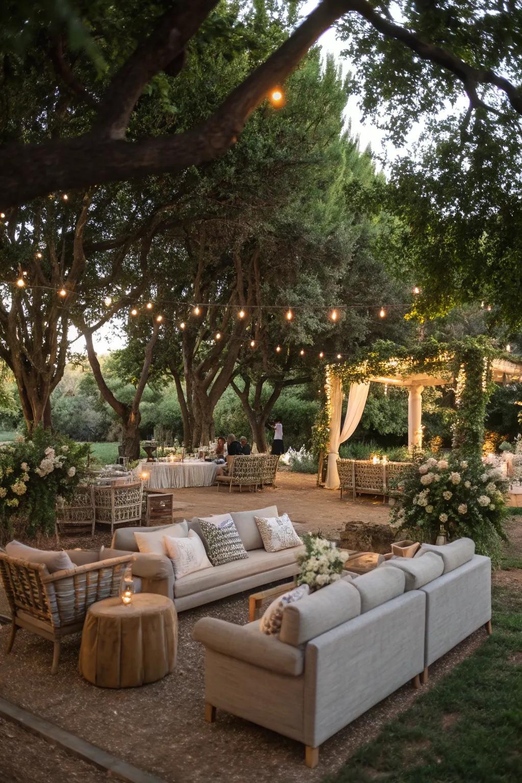 Shaded lounge areas providing comfort and relaxation.