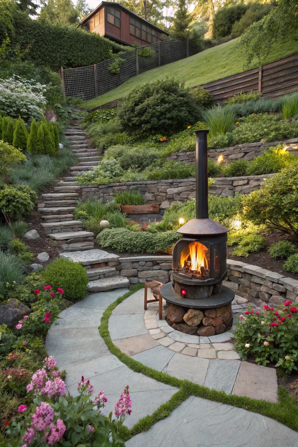 Add depth and interest with a multilevel stove setup.