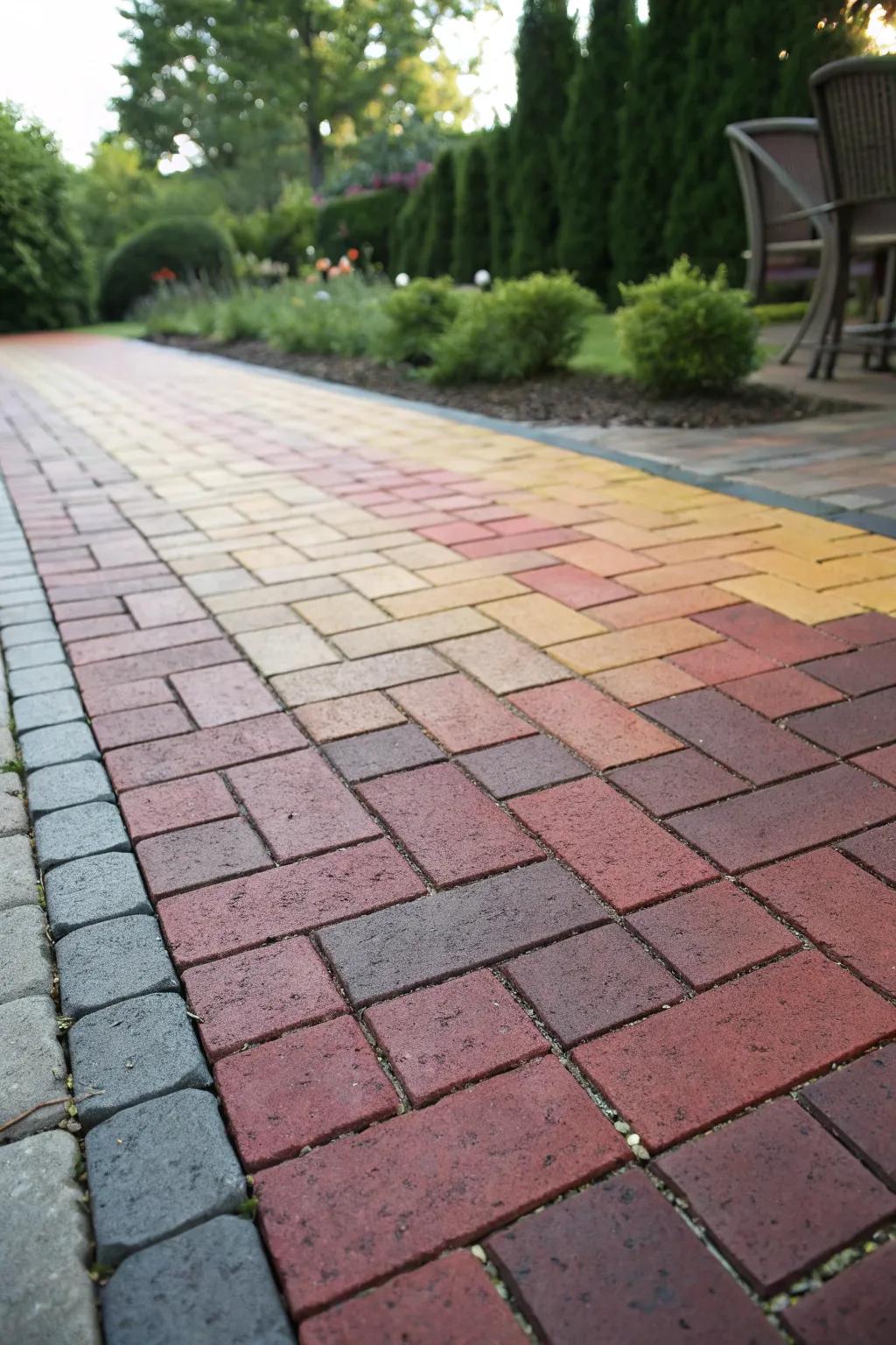 A vibrant ombre effect lends an artistic flair to your patio.